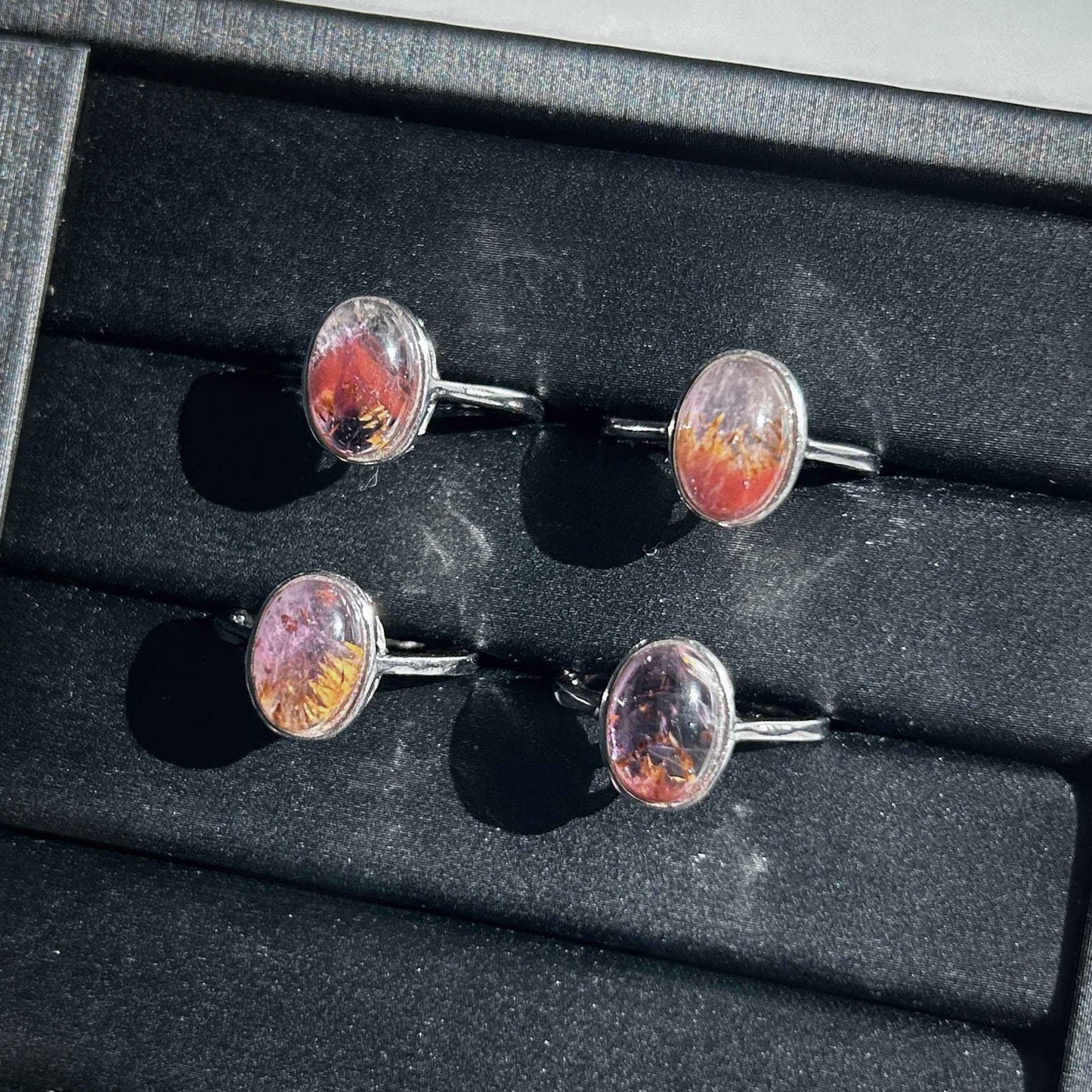 Rare Auralite Adjustable 925 Silver Ring