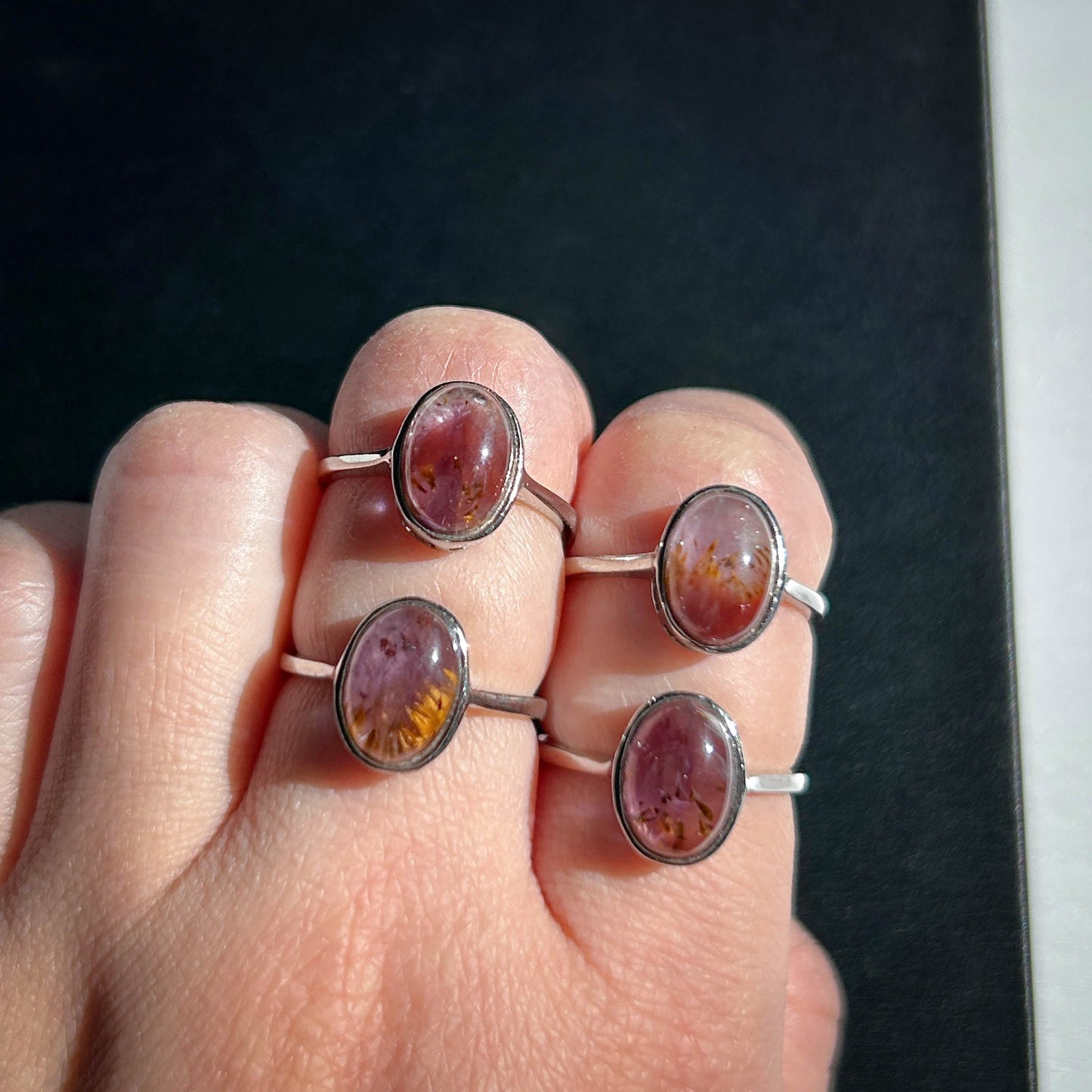 Rare Auralite Adjustable 925 Silver Ring