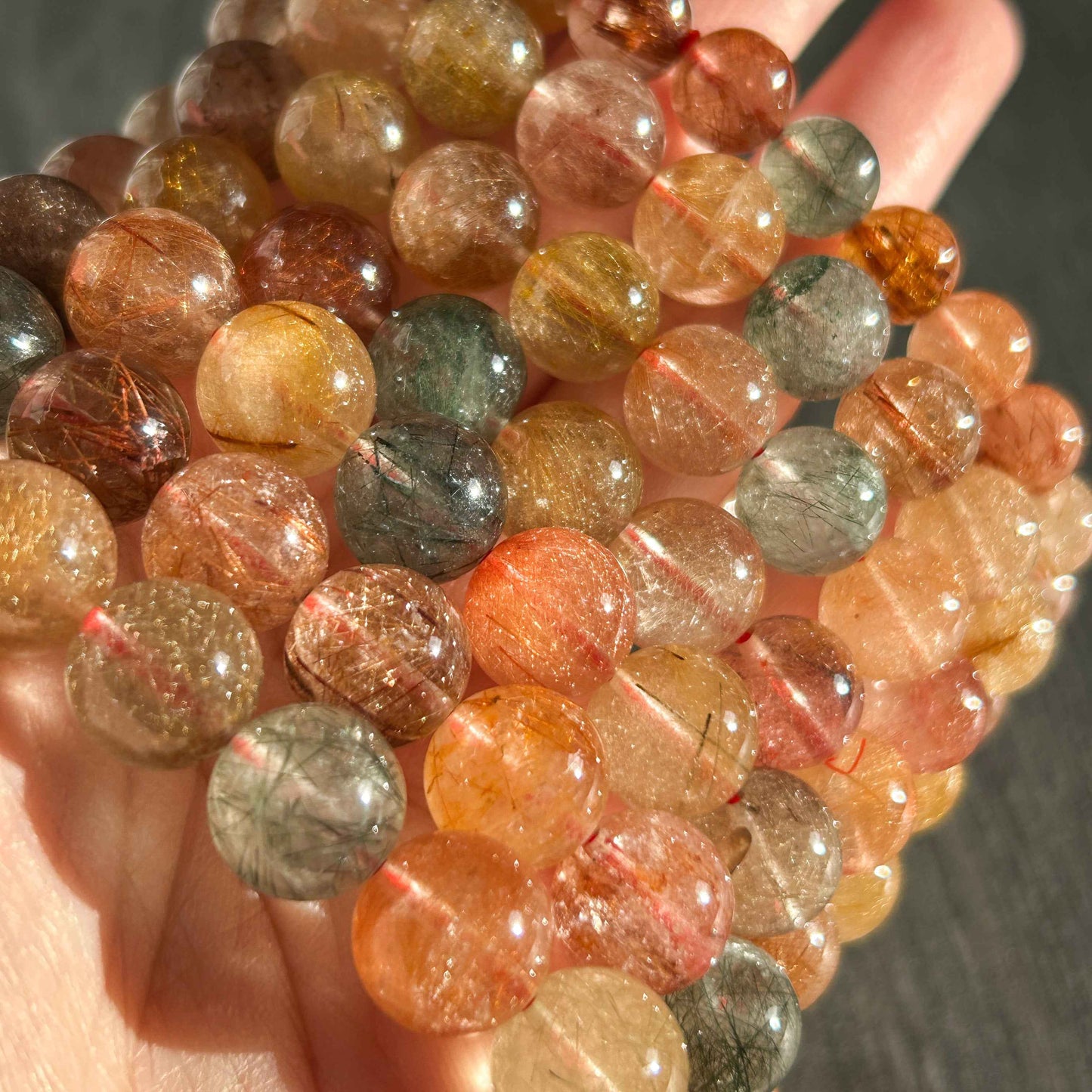 High Quality Mixed Rutilated Quartz Bracelet in 9 to 11MM