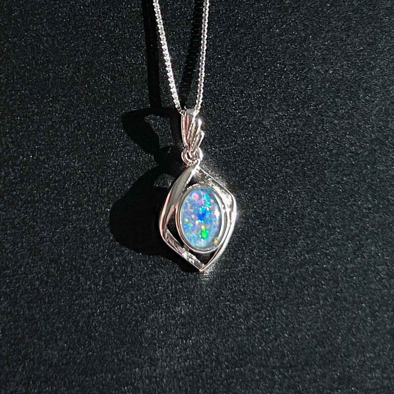 High Quality Australian Rainbow Opal 925 Sterling Silver Pendant