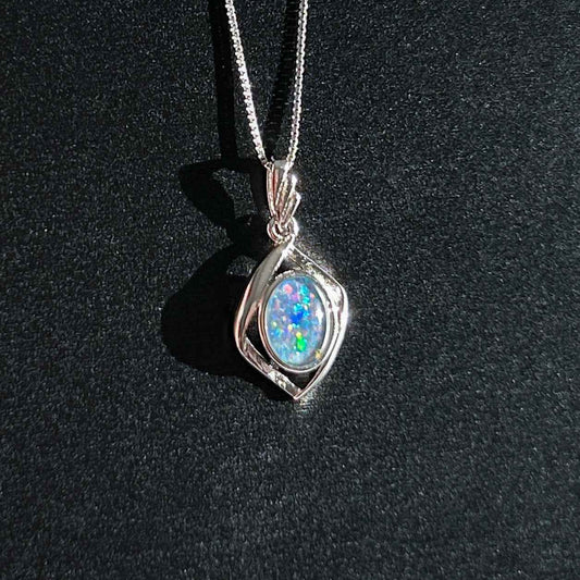 High Quality Australian Rainbow Opal 925 Sterling Silver Pendant