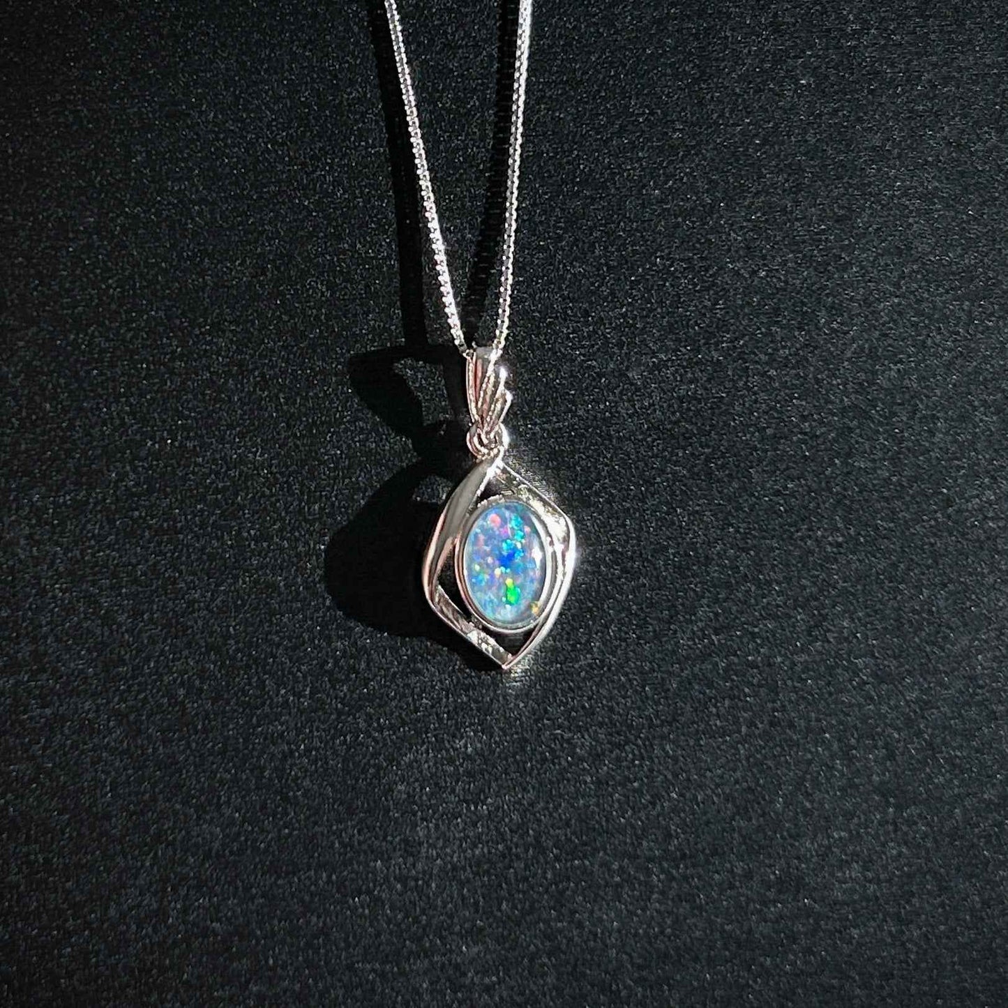 High Quality Australian Rainbow Opal 925 Sterling Silver Pendant