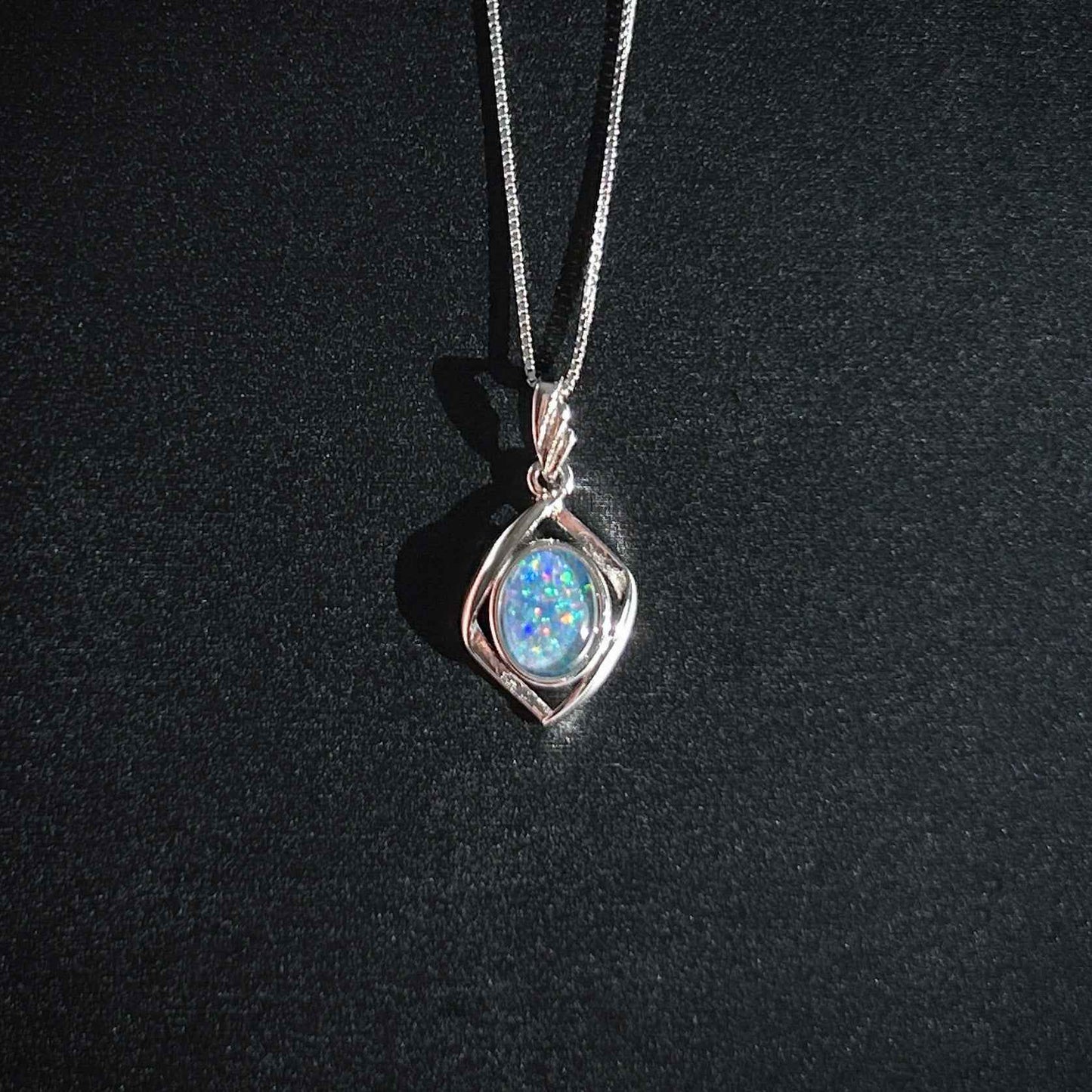 High Quality Australian Rainbow Opal 925 Sterling Silver Pendant