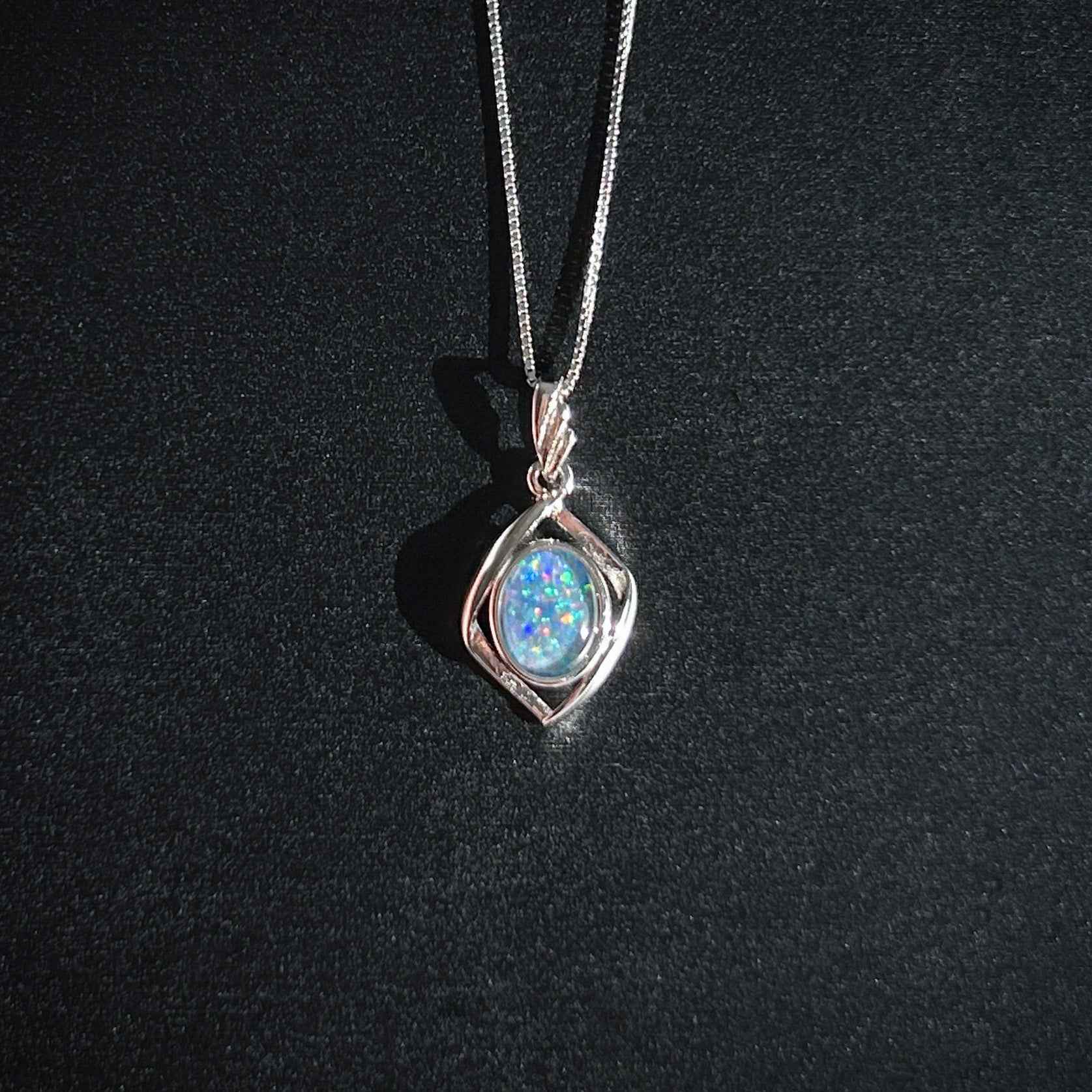 High Quality Australian Rainbow Opal 925 Sterling Silver Pendant