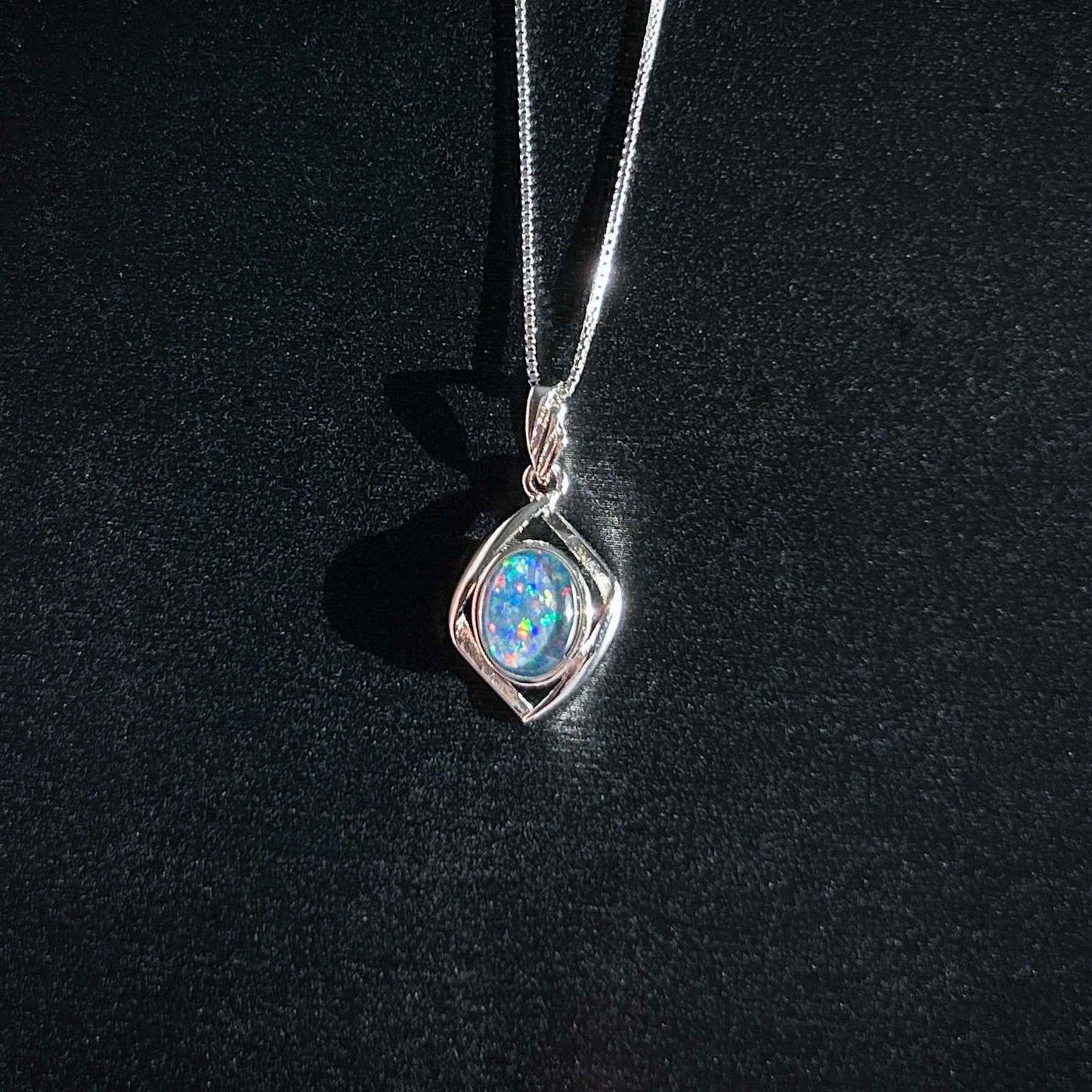 High Quality Australian Rainbow Opal 925 Sterling Silver Pendant