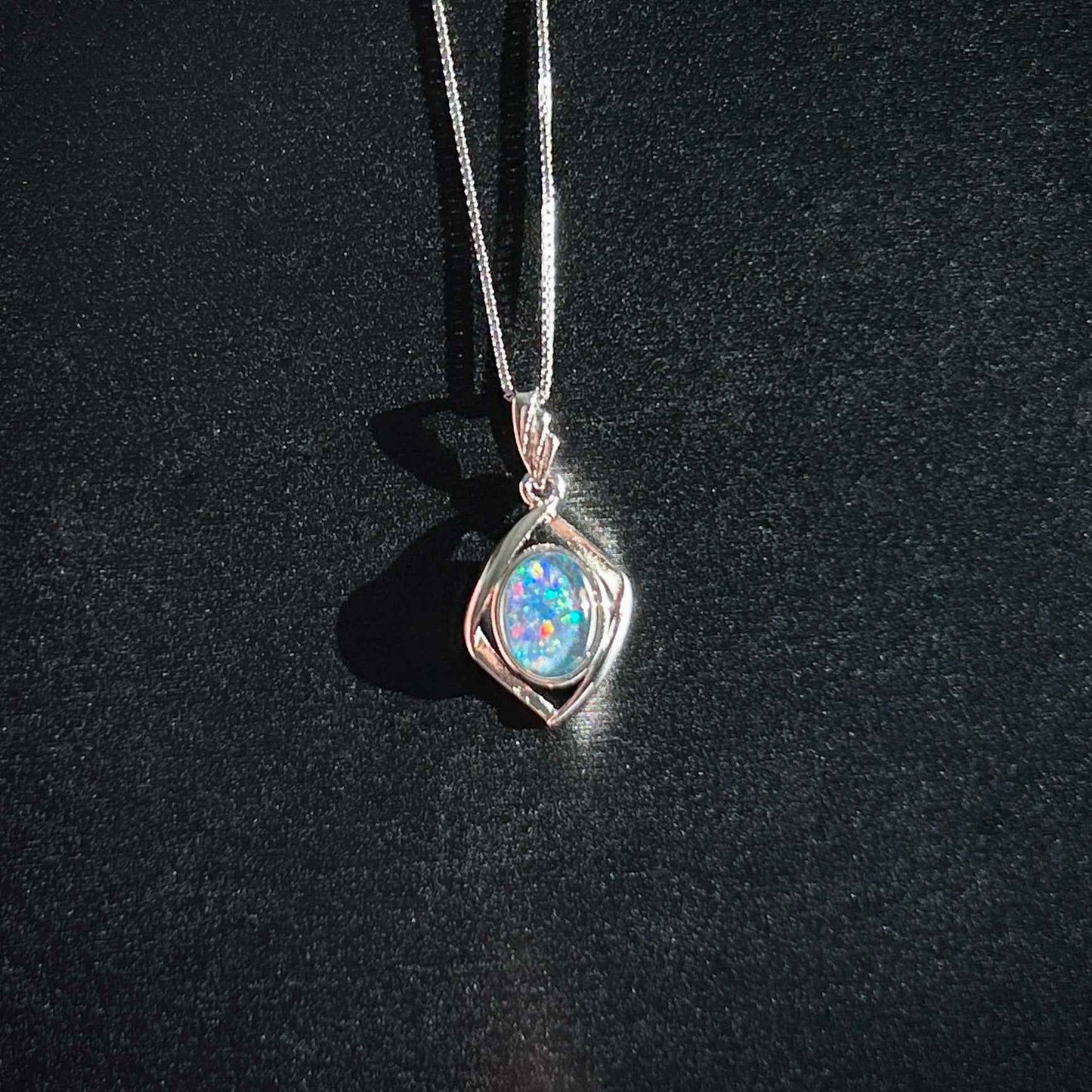 High Quality Australian Rainbow Opal 925 Sterling Silver Pendant