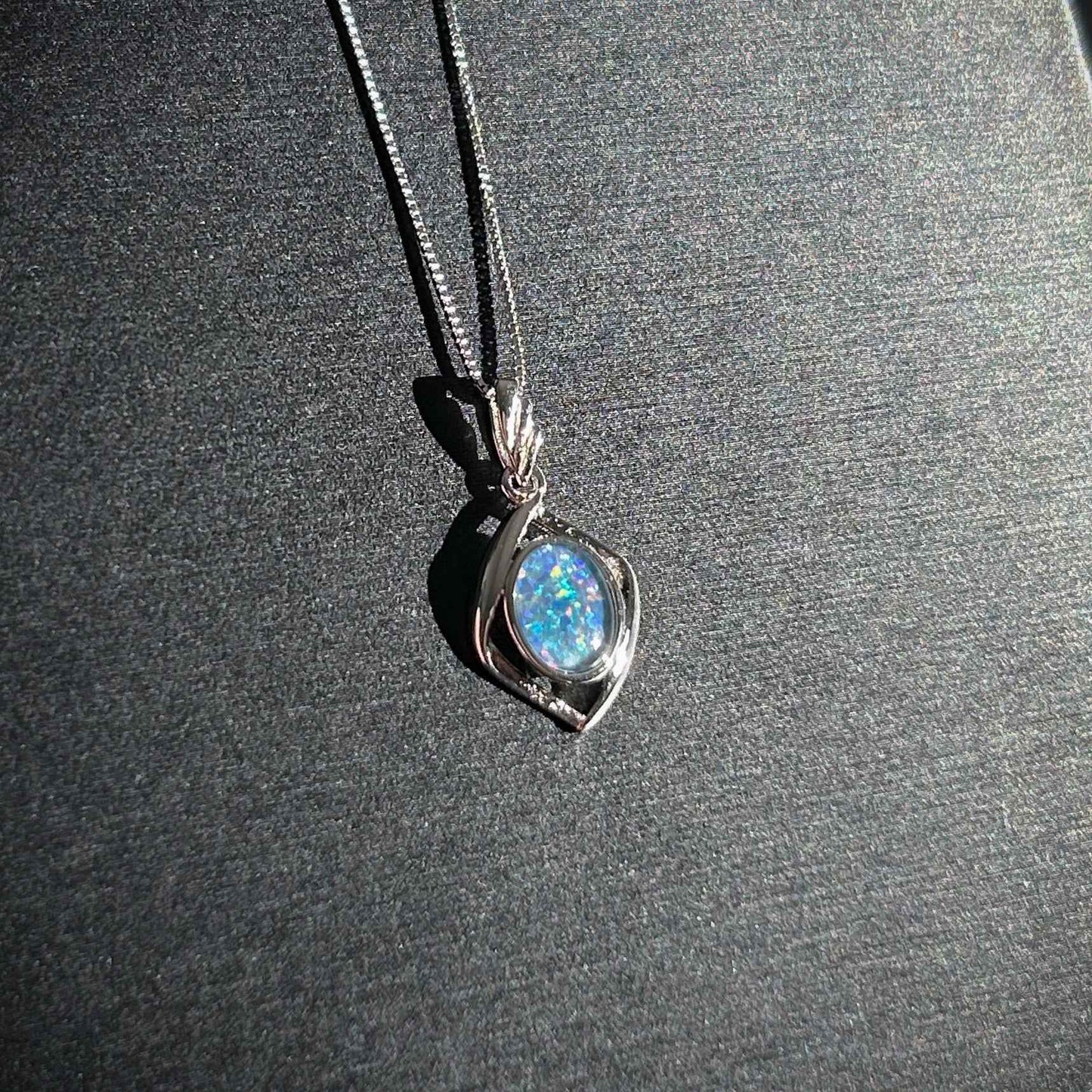 High Quality Australian Rainbow Opal 925 Sterling Silver Pendant