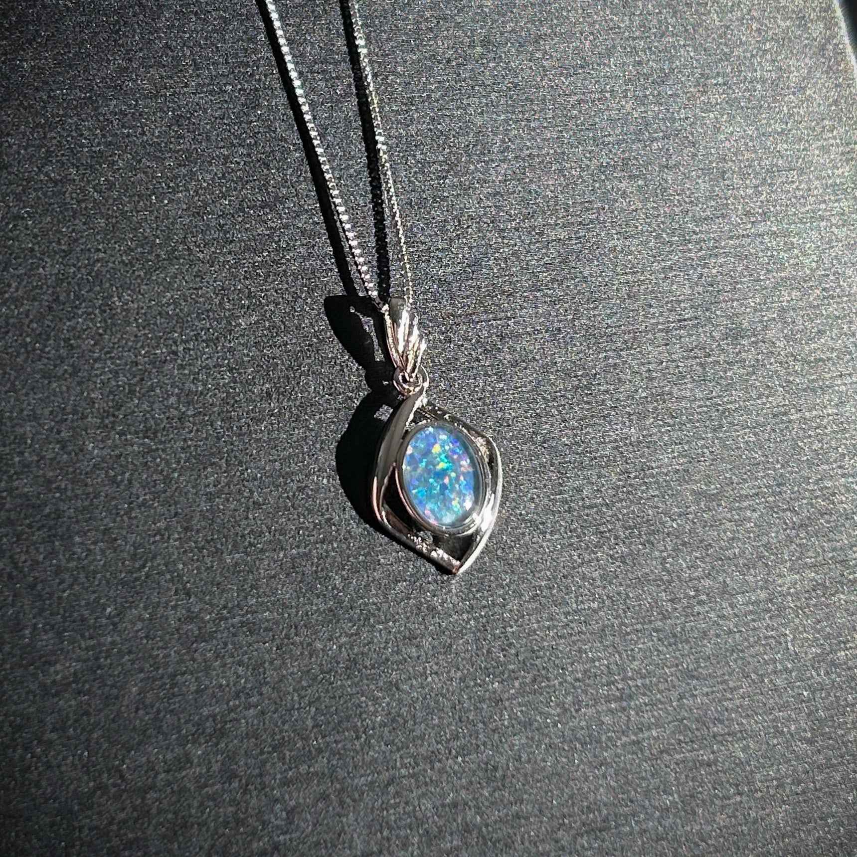 High Quality Australian Rainbow Opal 925 Sterling Silver Pendant