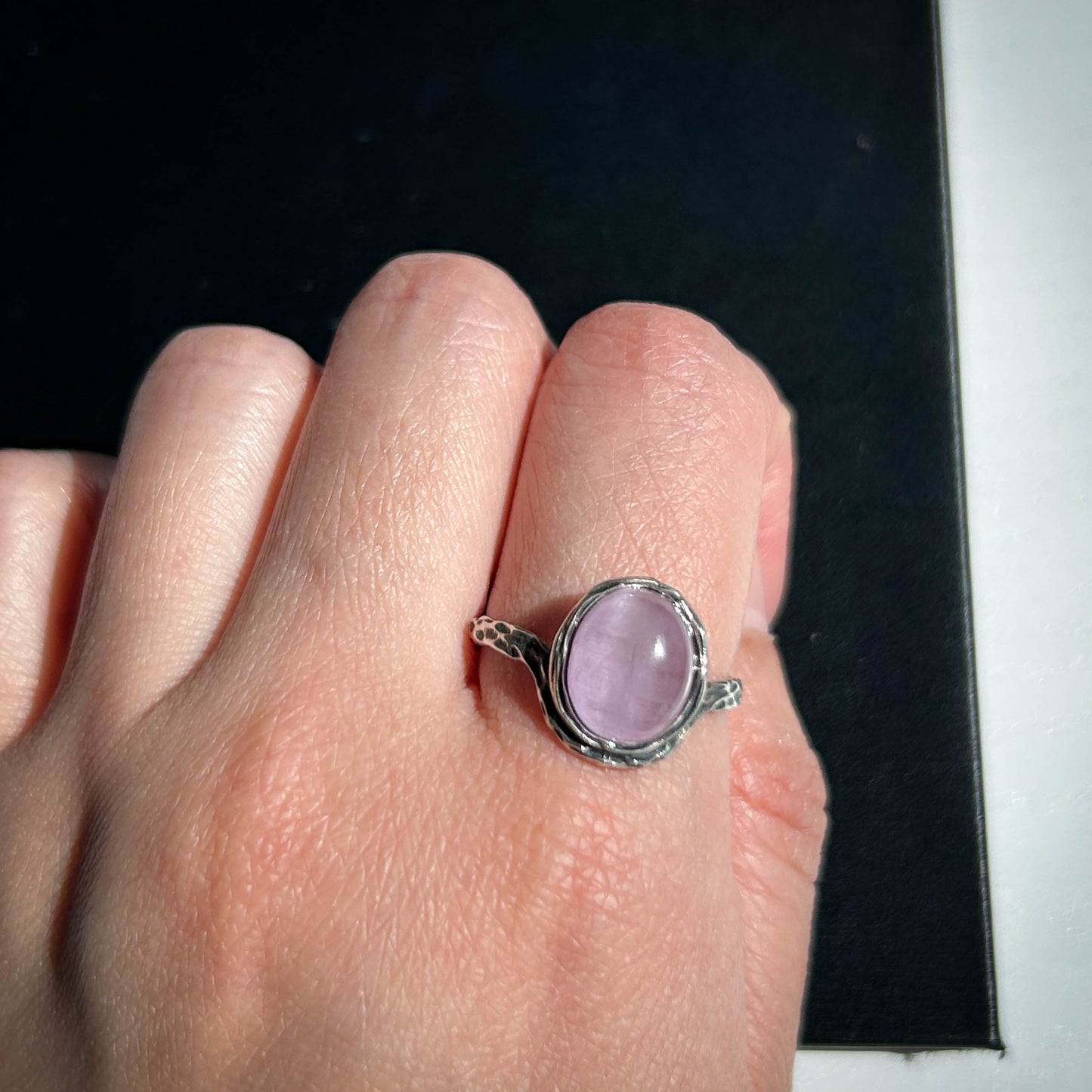 High Quality Kunzite w/ Shimmer Adjustable 925 Silver Ring