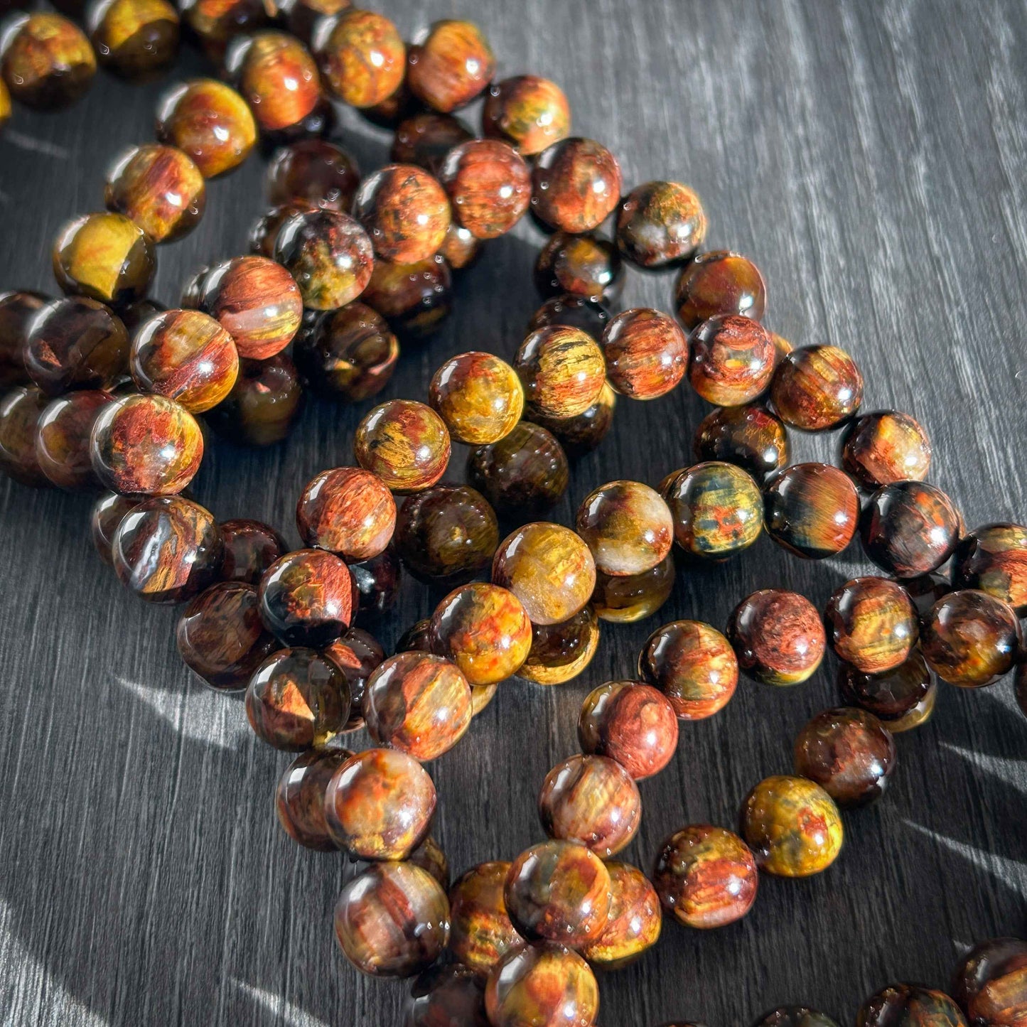 Natural Pietersite in Yellow & Red Bracelet in 9 to 12MM