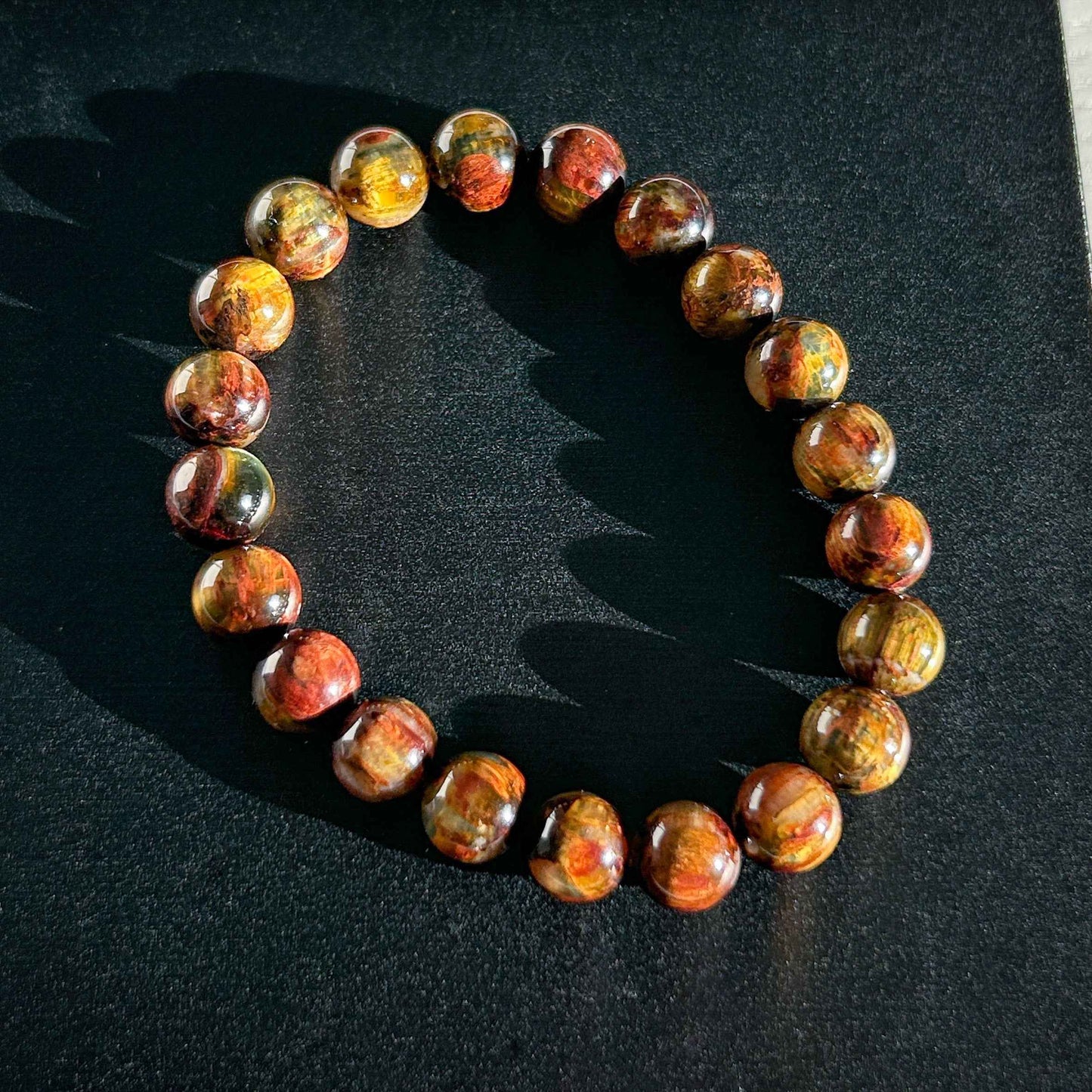 Natural Pietersite in Yellow & Red Bracelet in 9 to 12MM