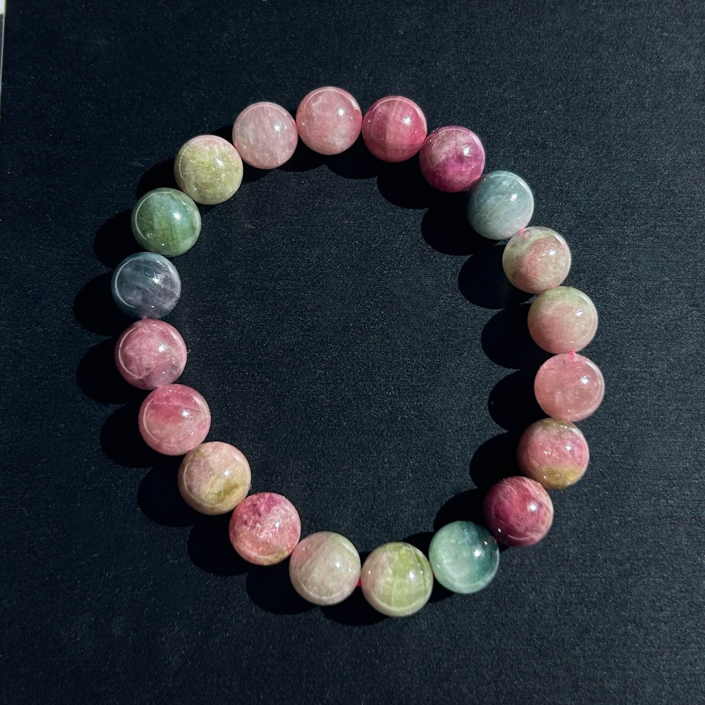 High Quality Natural Rainbow Watermelon Tourmaline Bracelet in 9.7MM