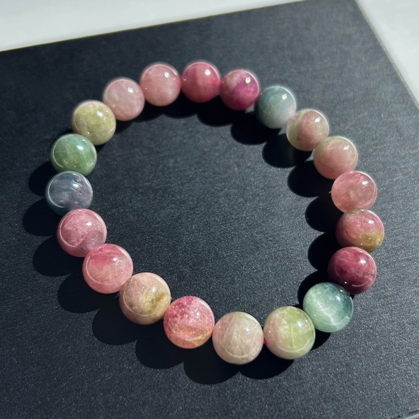 High Quality Natural Rainbow Watermelon Tourmaline Bracelet in 9.7MM