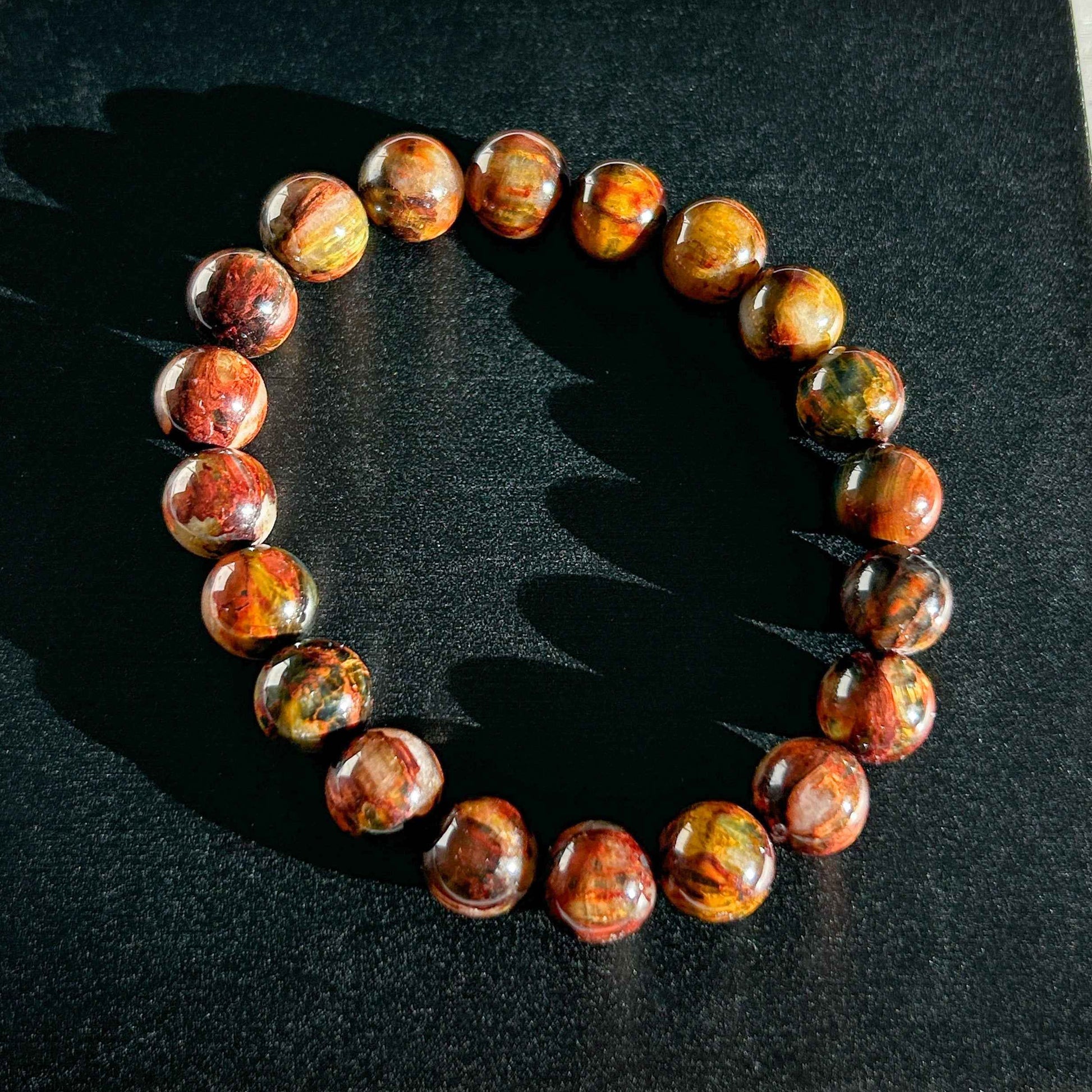 Natural Pietersite in Yellow & Red Bracelet in 9 to 12MM