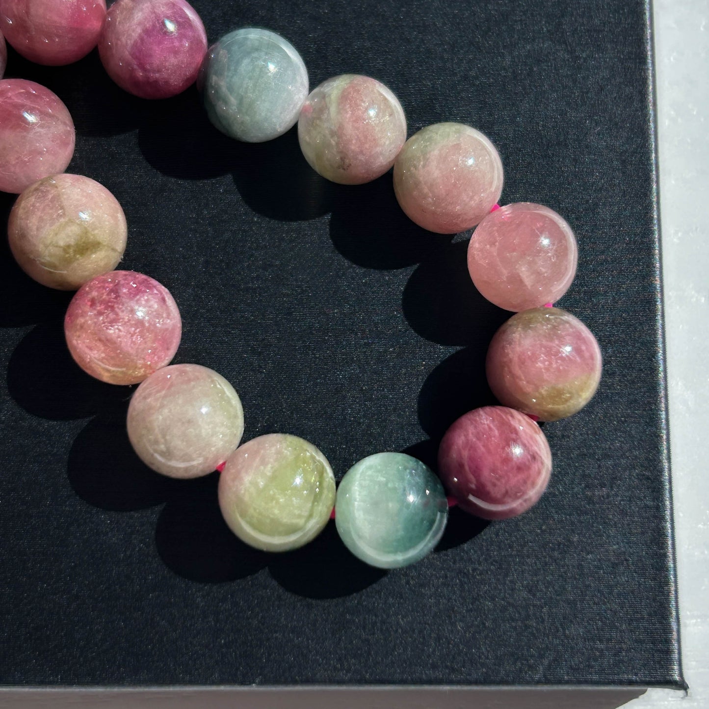 High Quality Natural Rainbow Watermelon Tourmaline Bracelet in 9.7MM