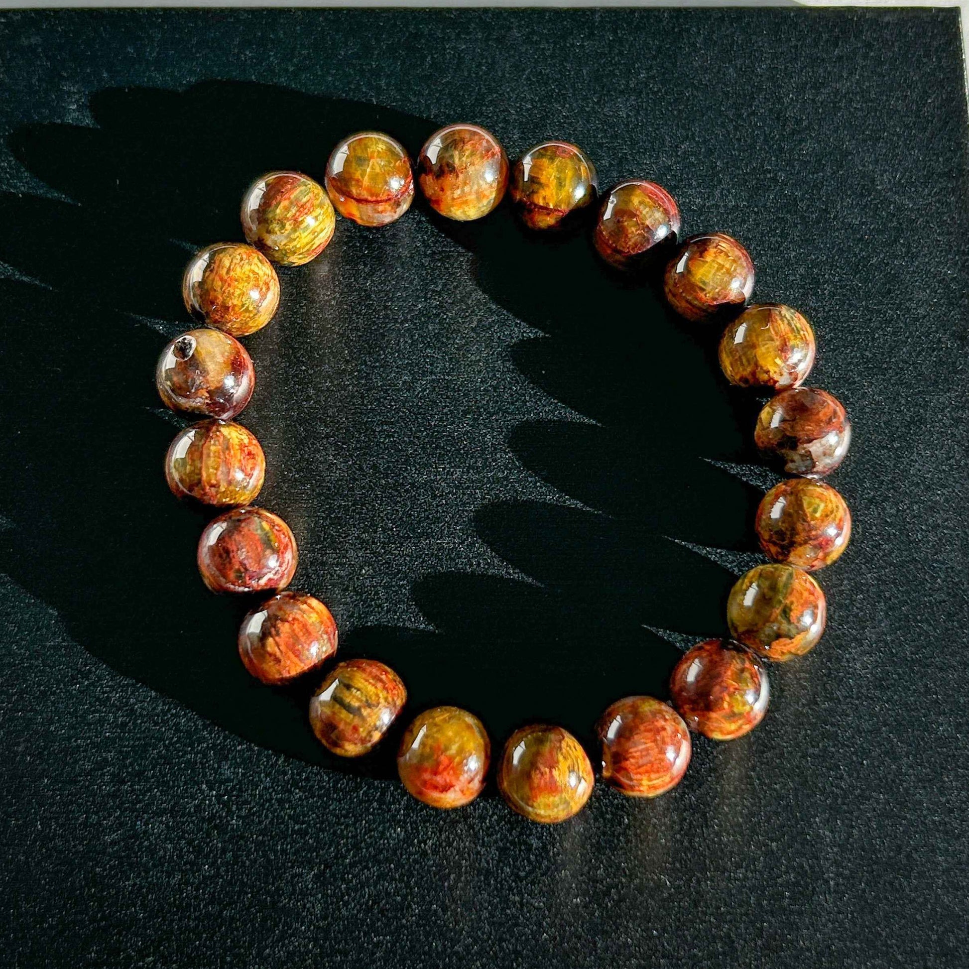 Natural Pietersite in Yellow & Red Bracelet in 9 to 12MM