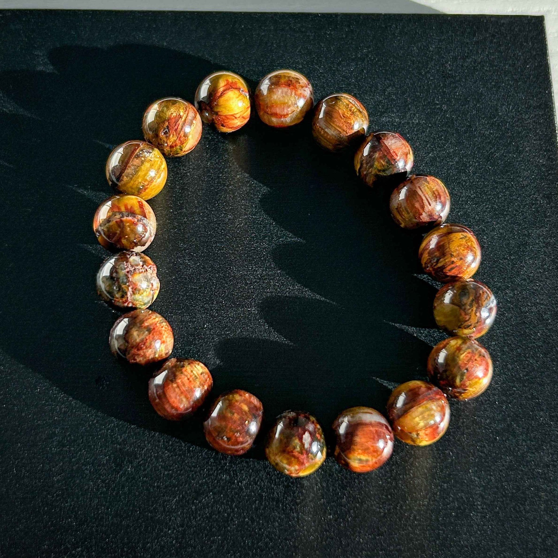 Natural Pietersite in Yellow & Red Bracelet in 9 to 12MM