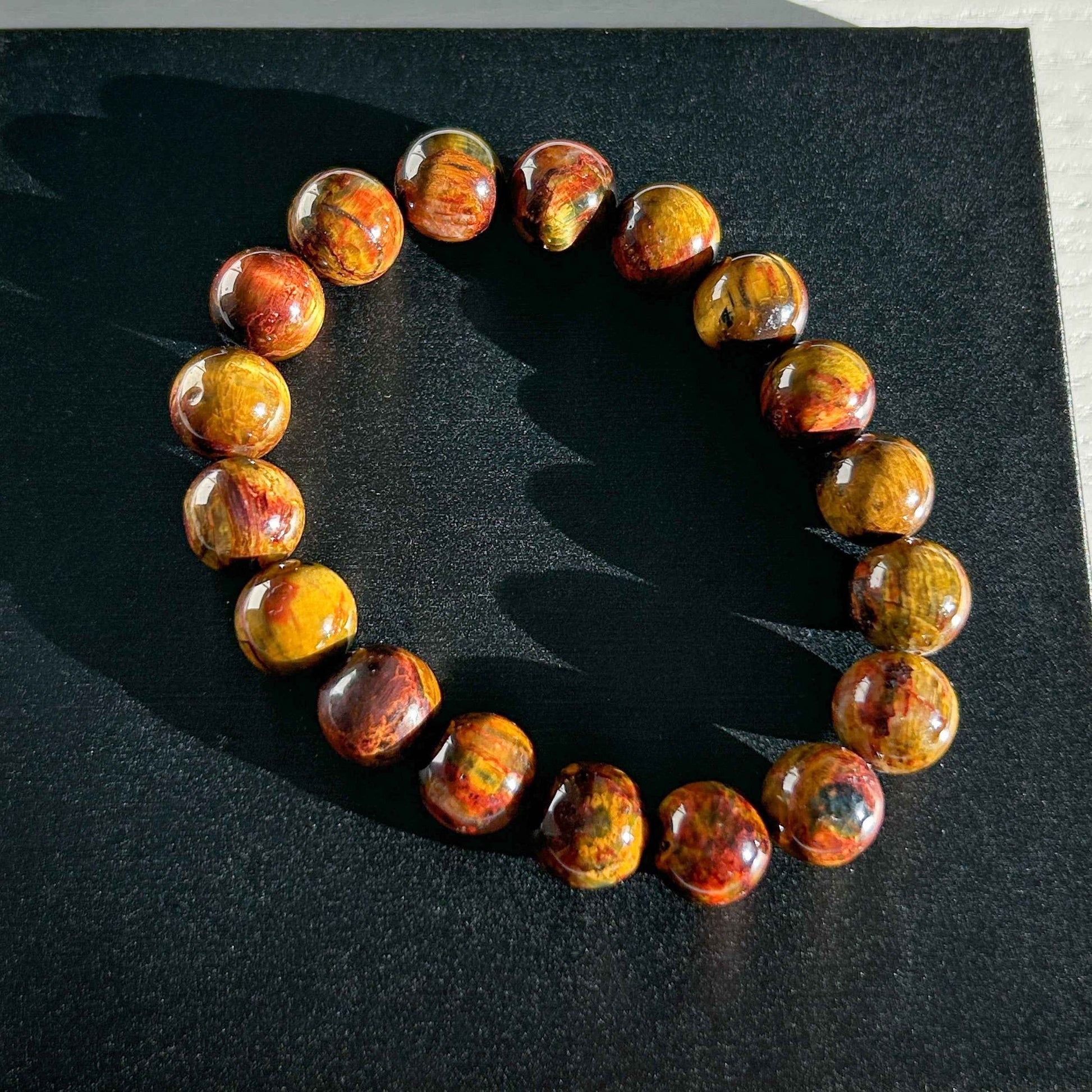 Natural Pietersite in Yellow & Red Bracelet in 9 to 12MM