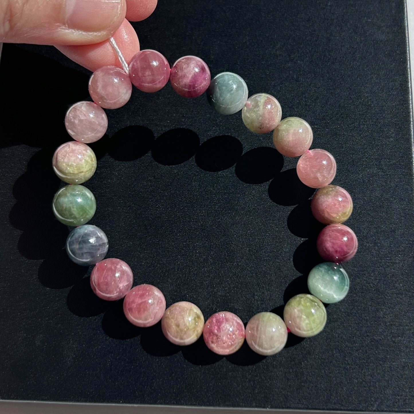 High Quality Natural Rainbow Watermelon Tourmaline Bracelet in 9.7MM
