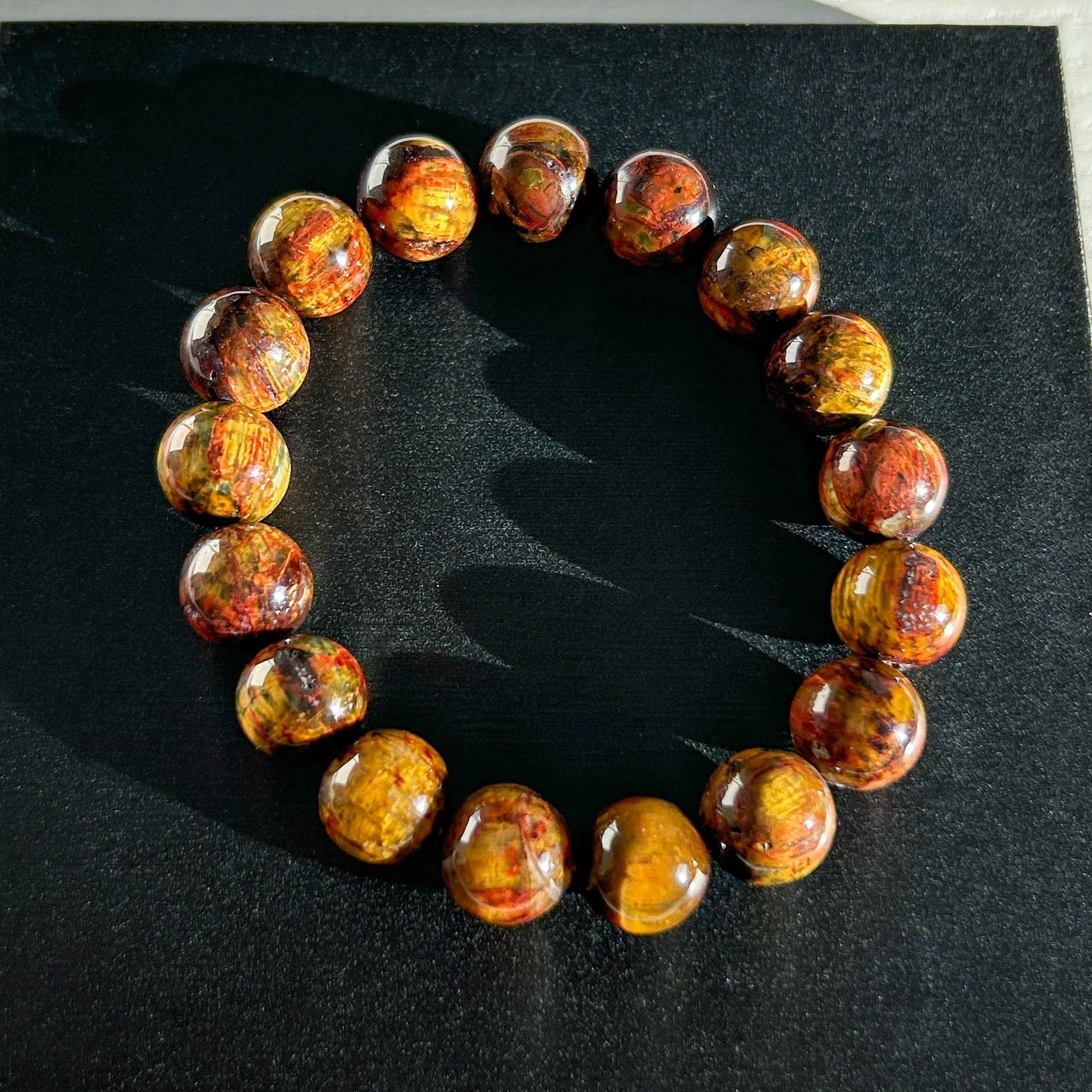 Natural Pietersite in Yellow & Red Bracelet in 9 to 12MM