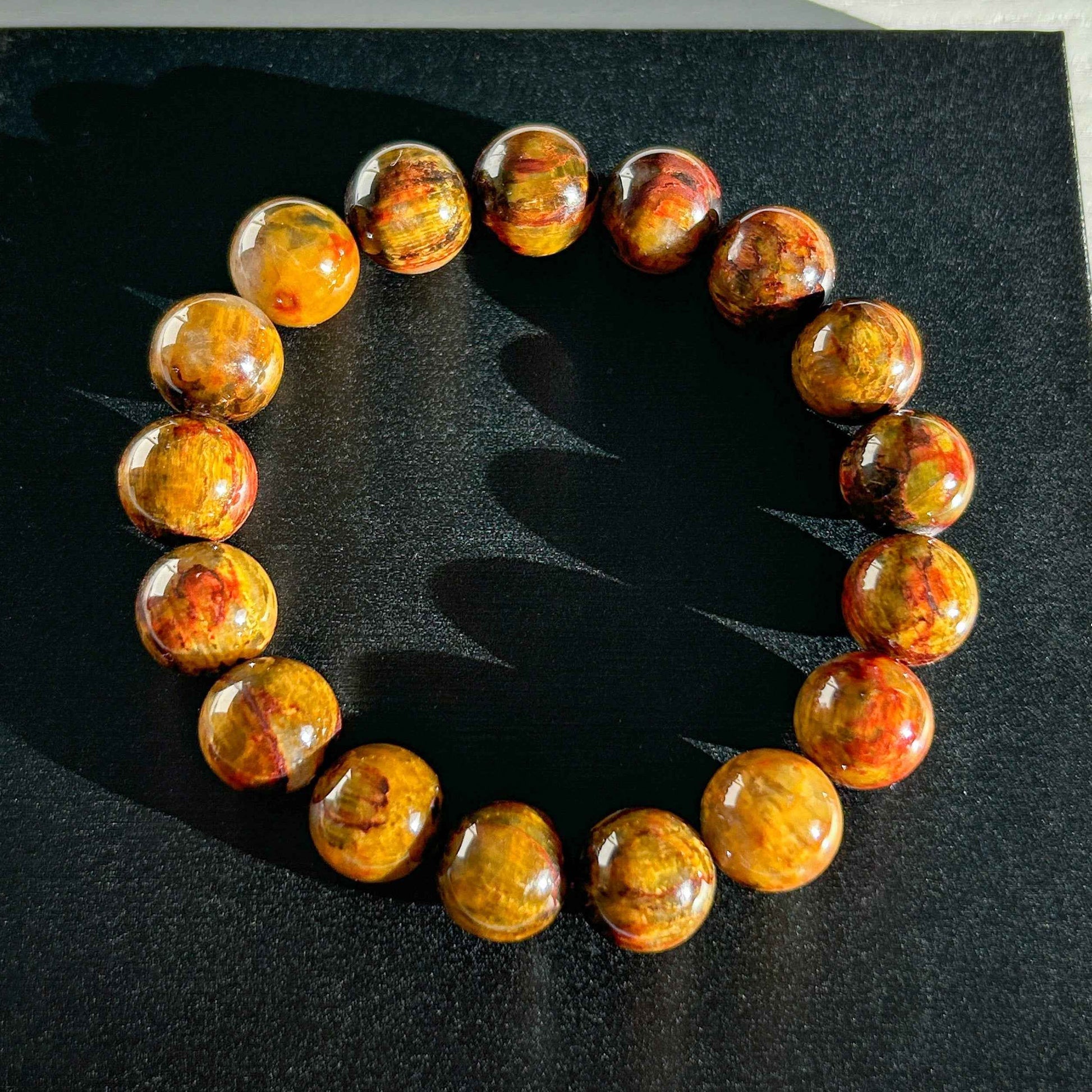 Natural Pietersite in Yellow & Red Bracelet in 9 to 12MM