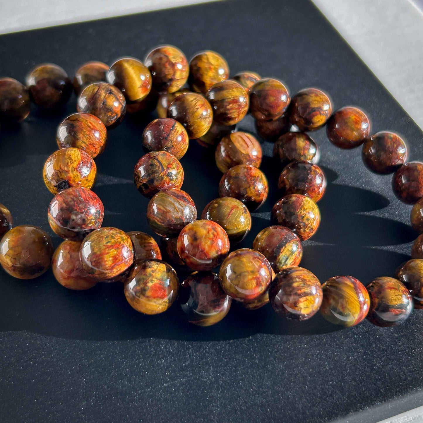 Natural Pietersite in Yellow & Red Bracelet in 9 to 12MM