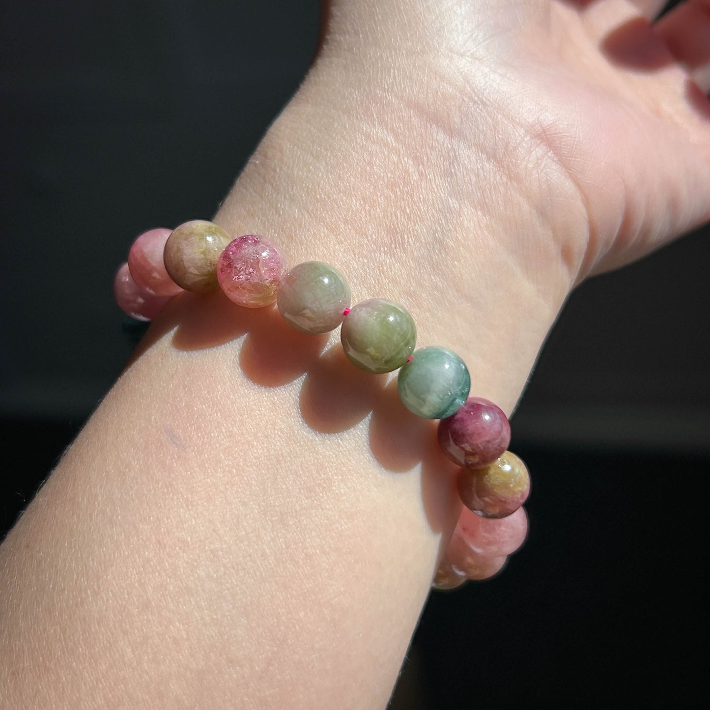 High Quality Natural Rainbow Watermelon Tourmaline Bracelet in 9.7MM