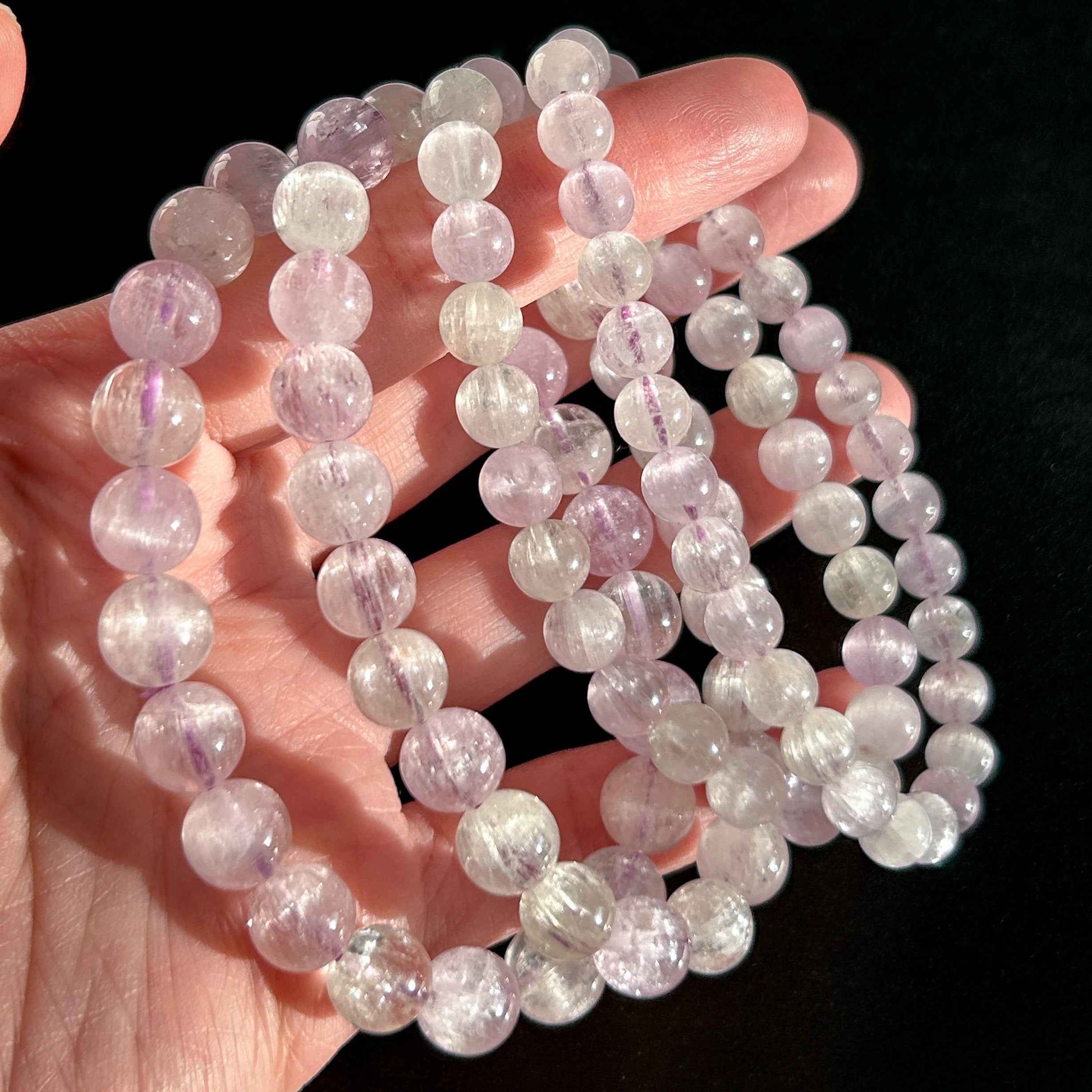 High Quality Kunzite with Cat Eye's Flash Bracelet in 6 to 8MM
