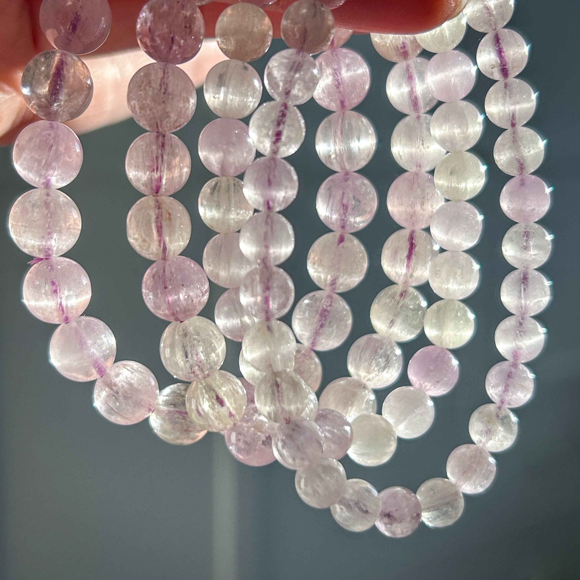 High Quality Kunzite with Cat Eye's Flash Bracelet in 6 to 8MM