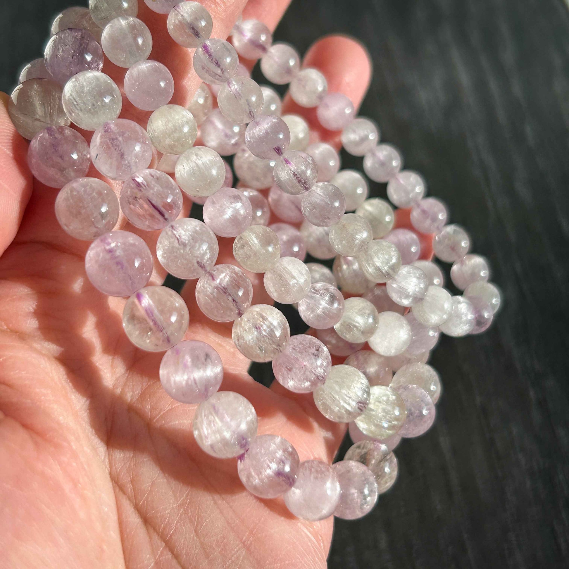High Quality Kunzite with Cat Eye's Flash Bracelet in 6 to 8MM