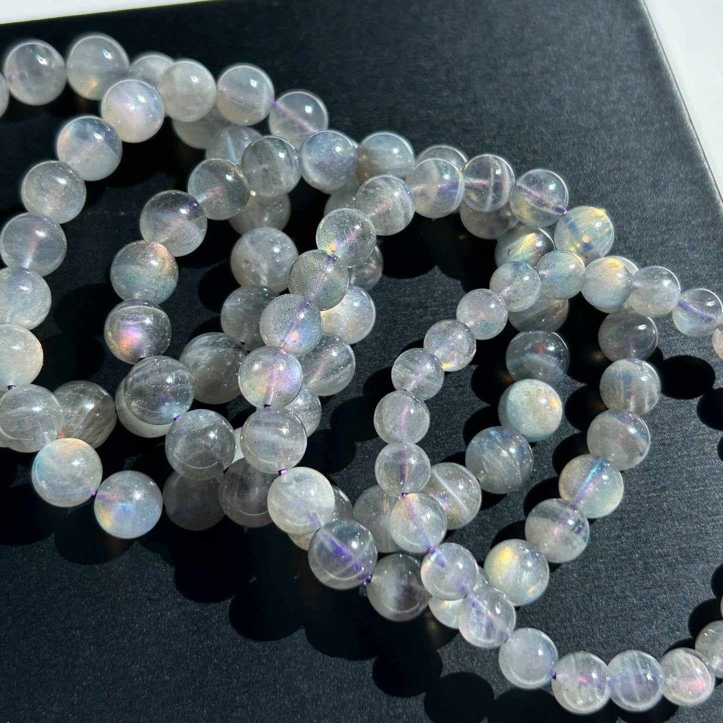 Rare Purple Rainbow Labradorite Bracelet in 7-10MM