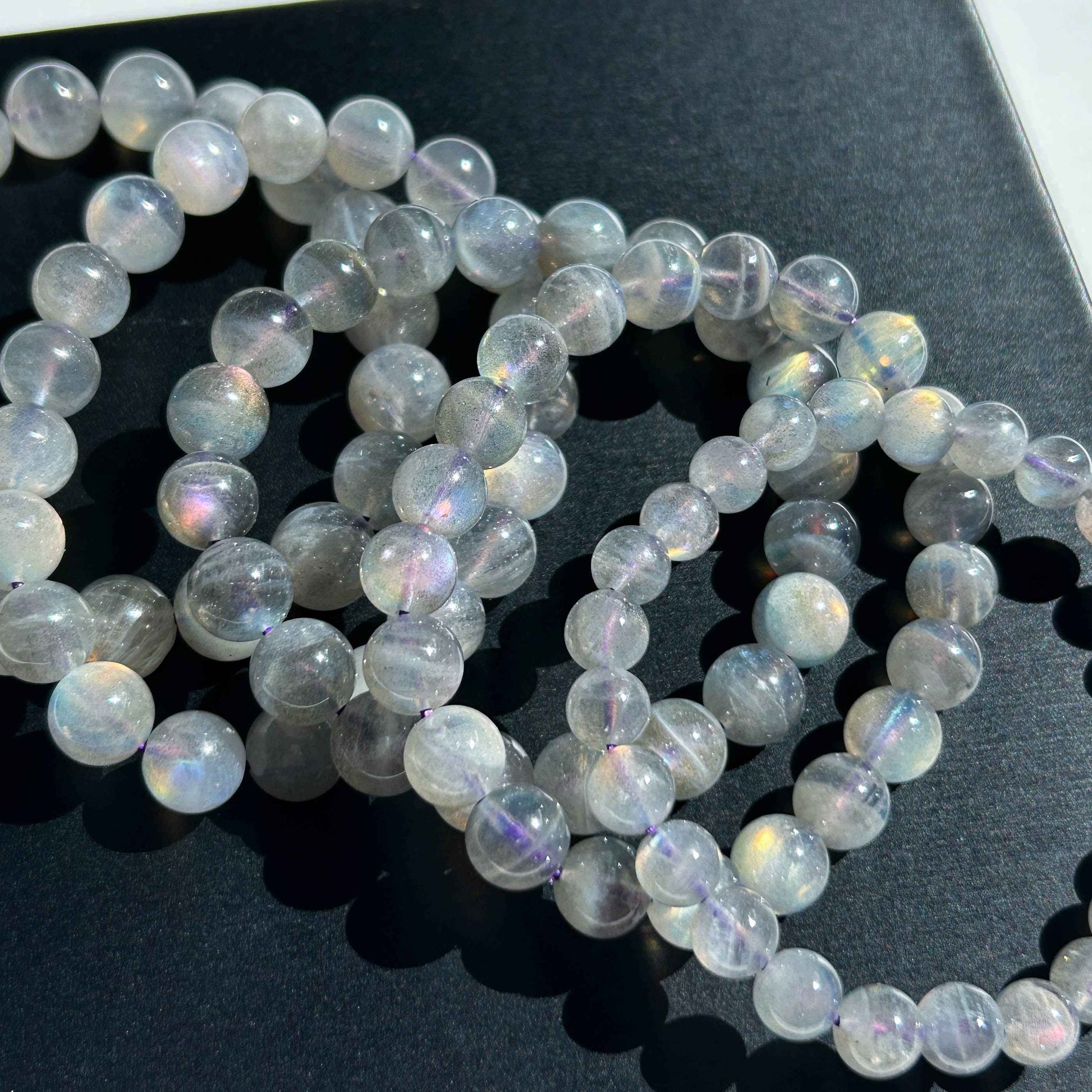 Rare Purple Rainbow Labradorite Bracelet in 7-10MM