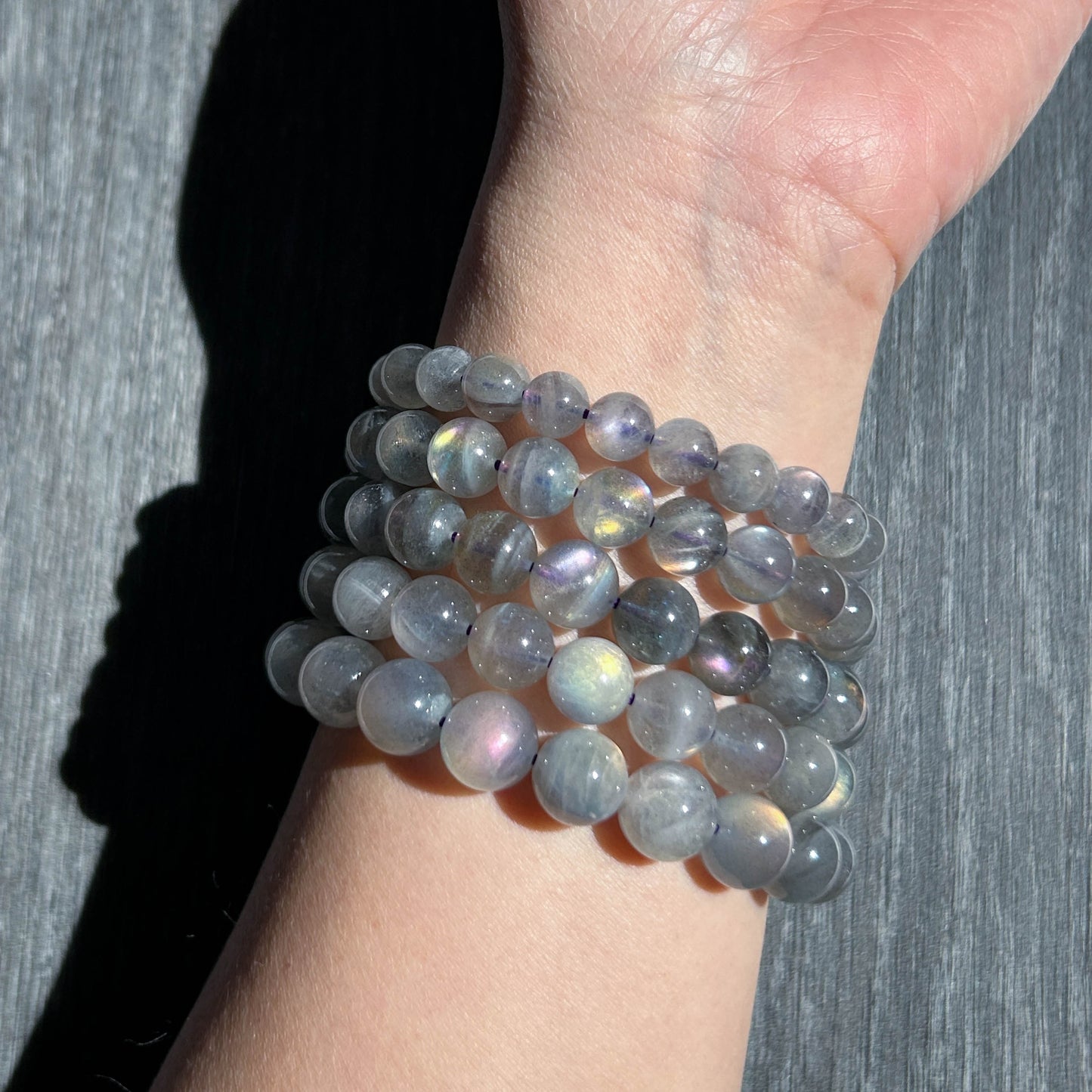 Rare Purple Rainbow Labradorite Bracelet in 7-10MM