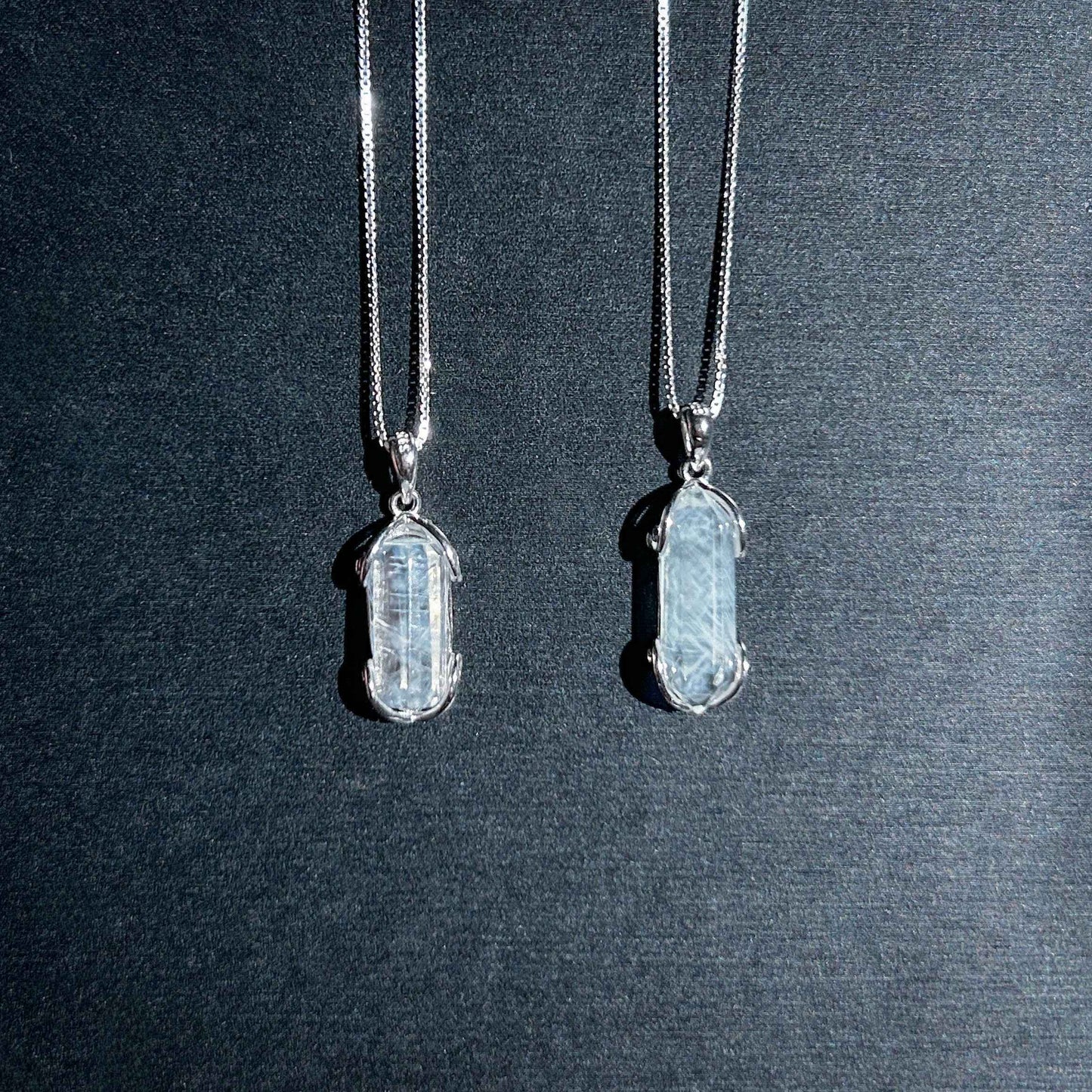 High Quality Blue Needle Quartz 925 Silver Mini Pendant (chain excluded)