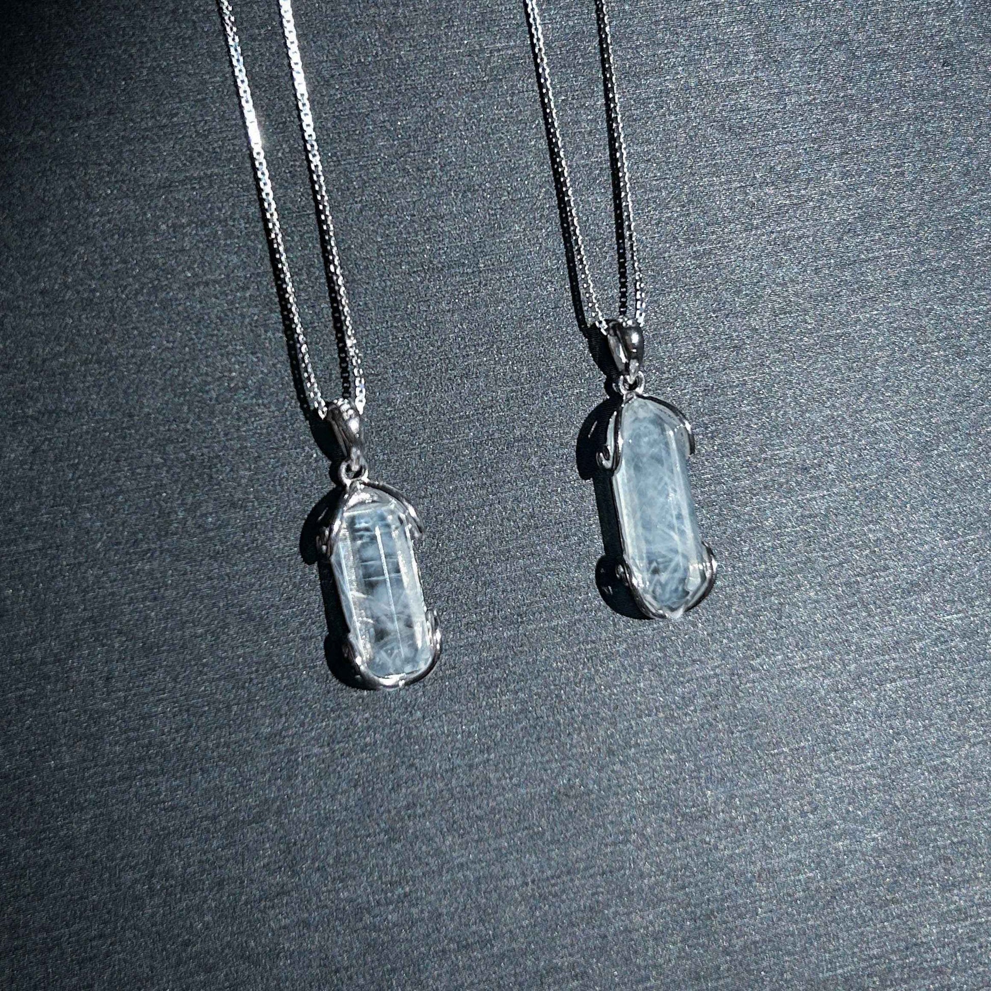 High Quality Blue Needle Quartz 925 Silver Mini Pendant (chain excluded)