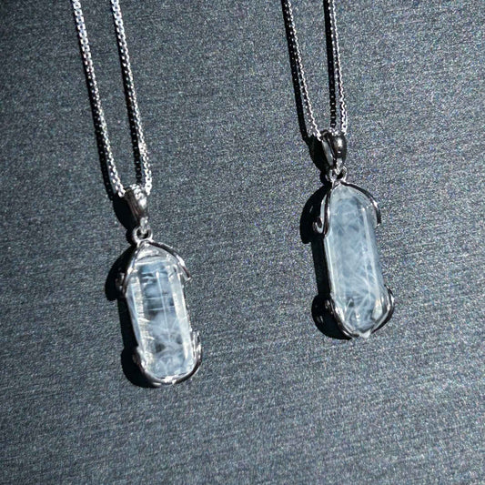 High Quality Blue Needle Quartz 925 Silver Mini Pendant (chain excluded)