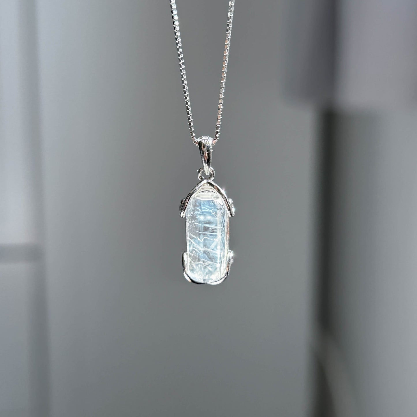 High Quality Blue Needle Quartz 925 Silver Mini Pendant (chain excluded)