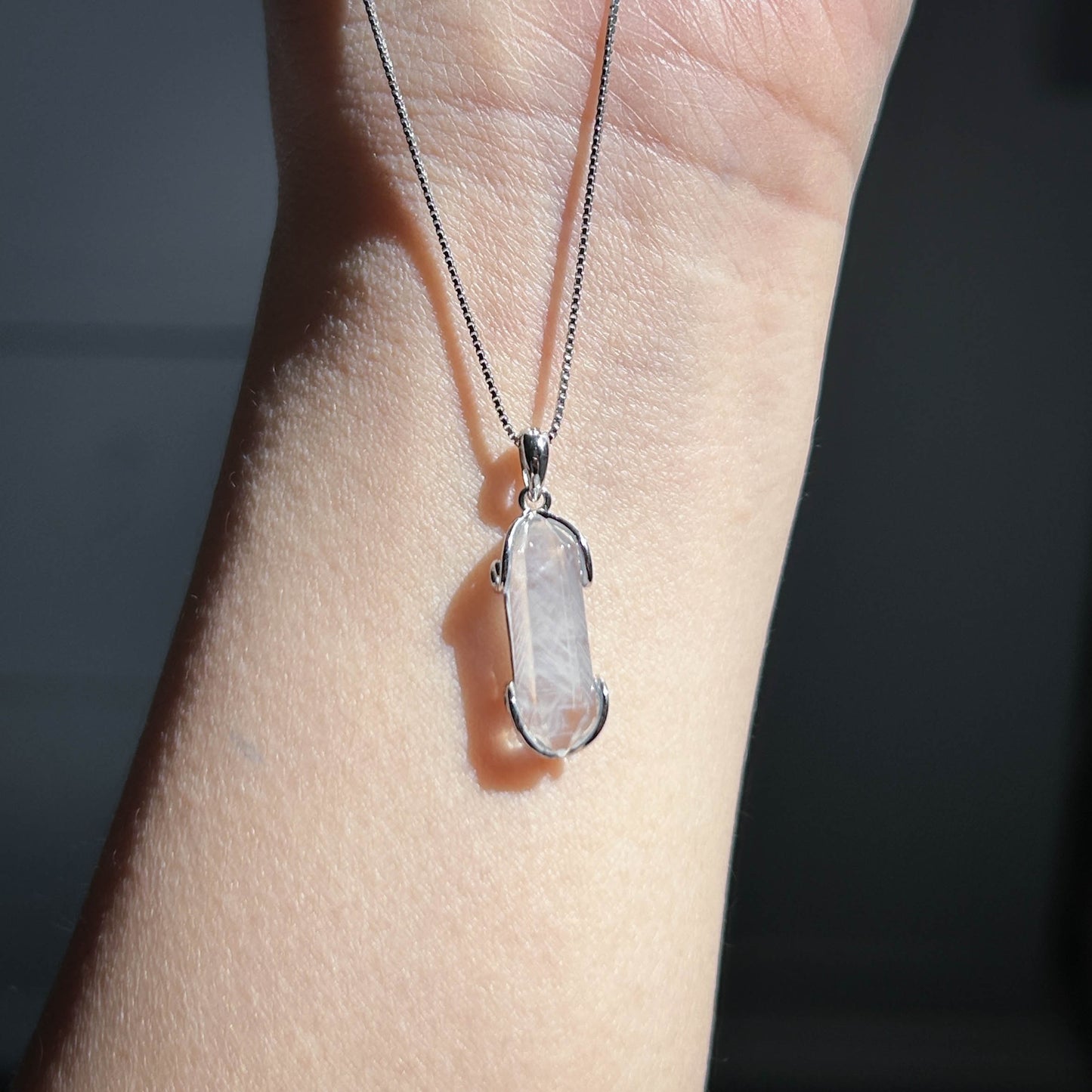 High Quality Blue Needle Quartz 925 Silver Mini Pendant (chain excluded)