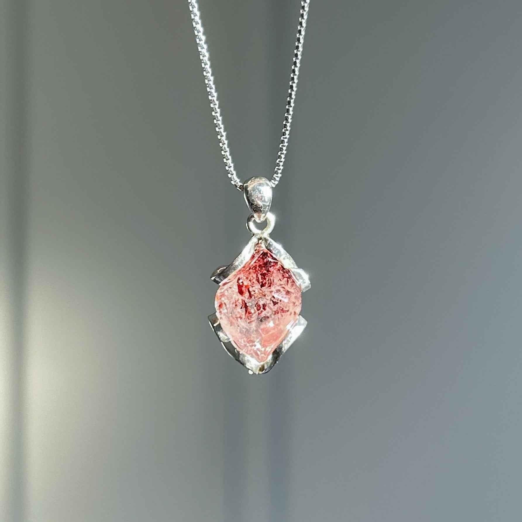 Rare Top Quality Faceted Lepidocrocite 925 Sterling Silver Pendant (chain excluded)