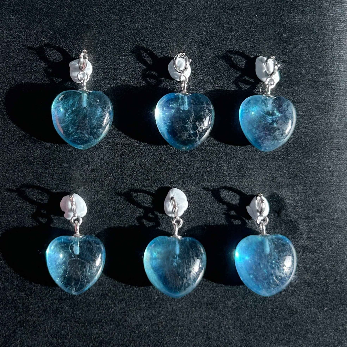 High Quality Devil Blue Aquamarine in Heart Small Silver Charm Pendant (chain excluded)