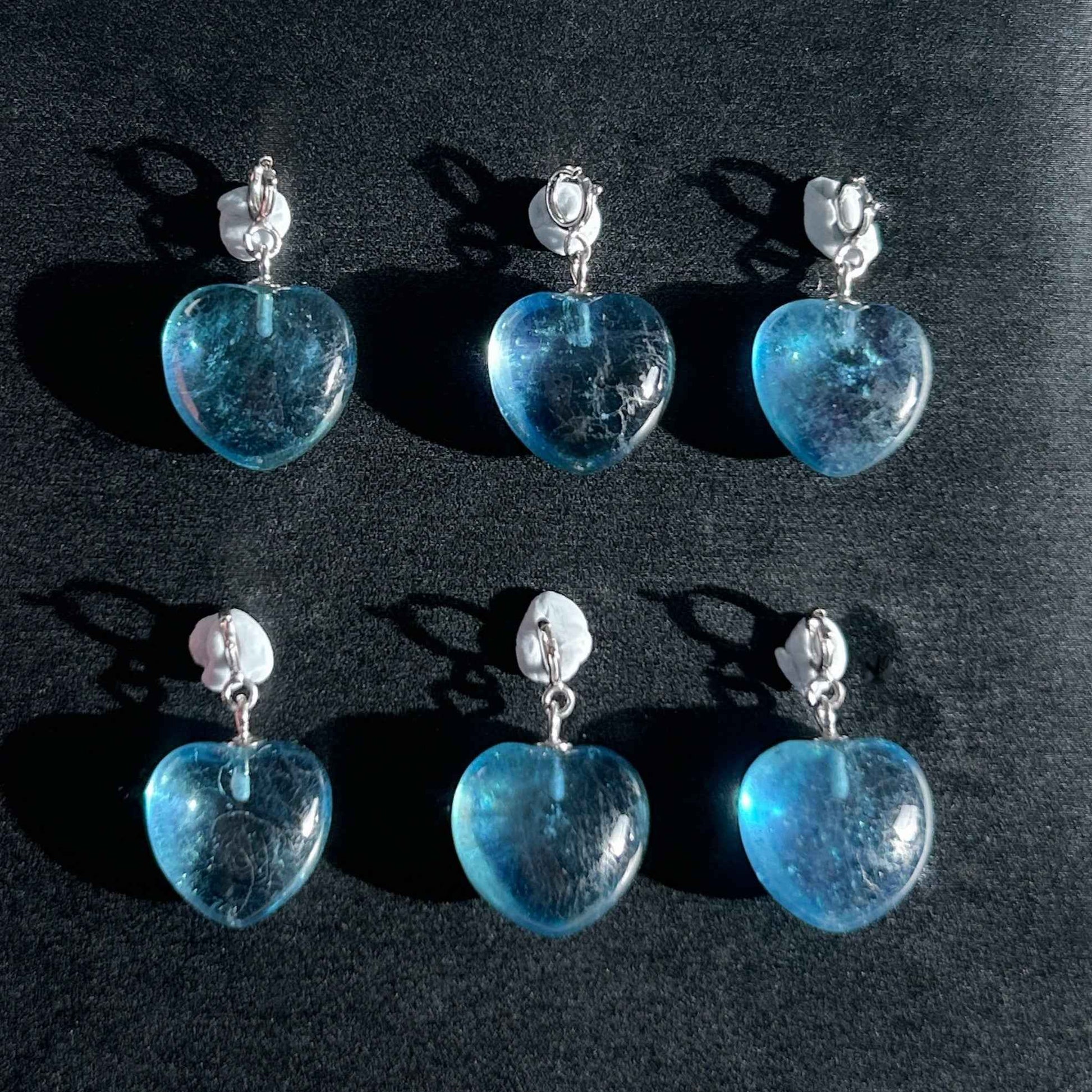 High Quality Devil Blue Aquamarine in Heart Small Silver Charm Pendant (chain excluded)