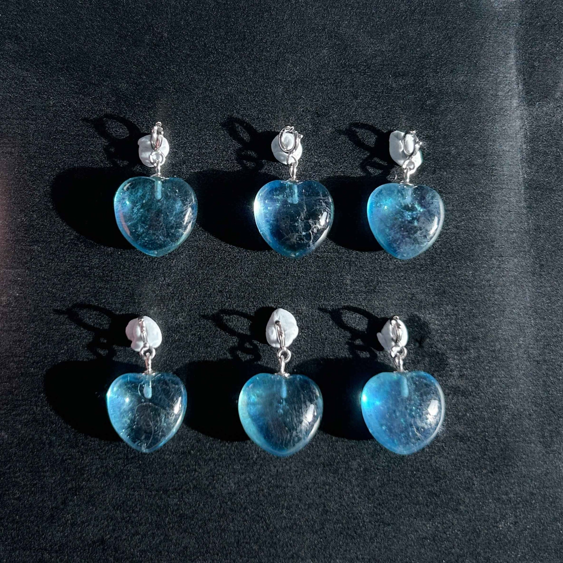 High Quality Devil Blue Aquamarine in Heart Small Silver Charm Pendant (chain excluded)