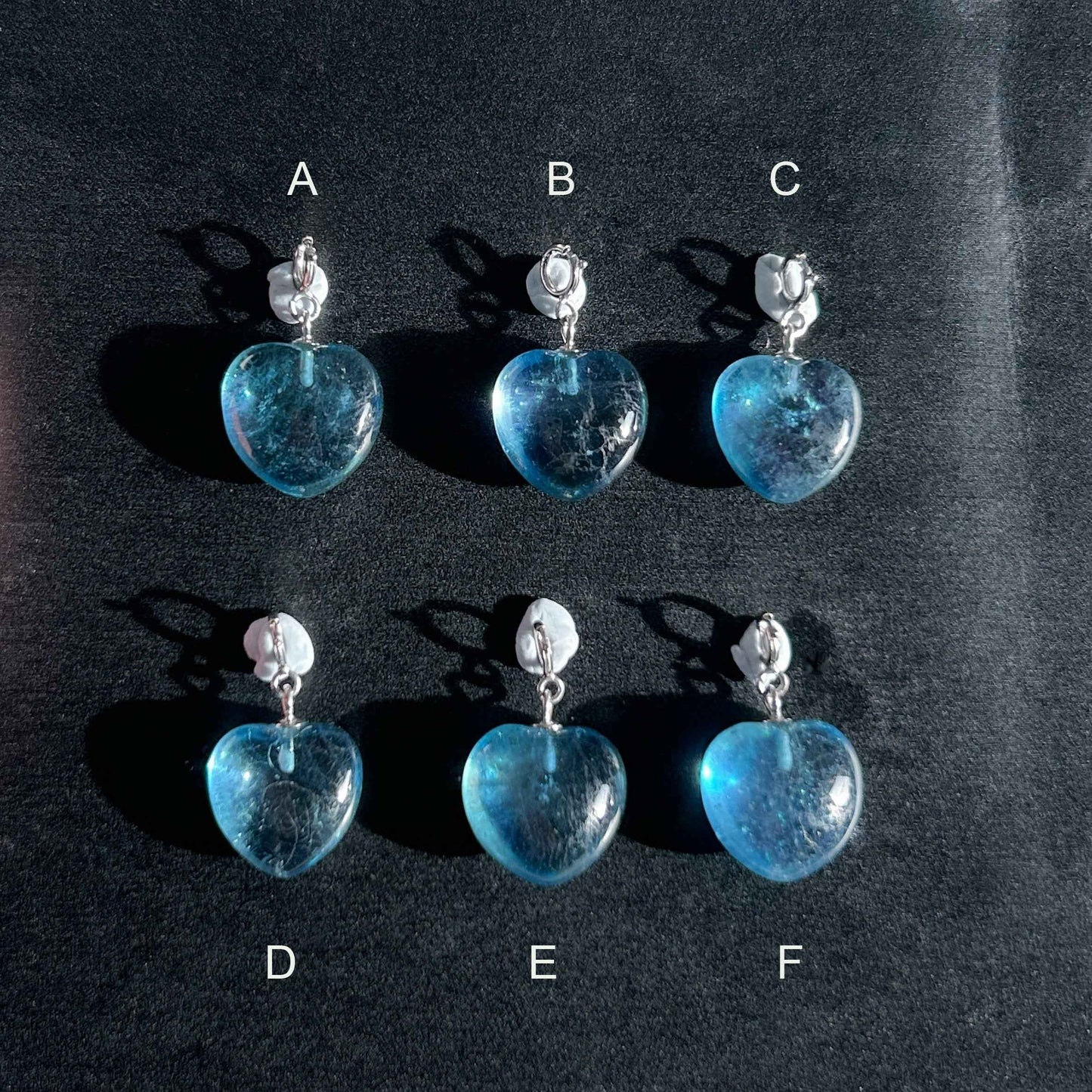 High Quality Devil Blue Aquamarine in Heart Small Silver Charm Pendant (chain excluded)