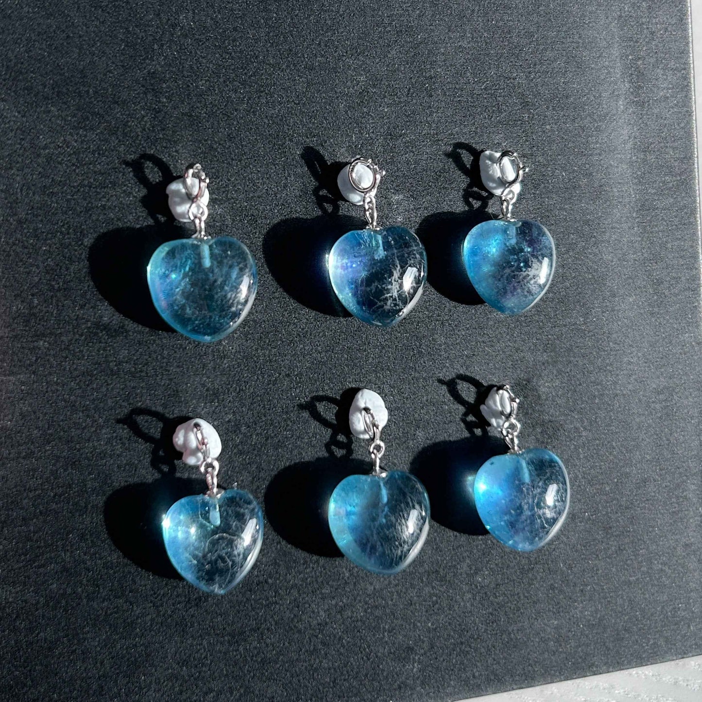 High Quality Devil Blue Aquamarine in Heart Small Silver Charm Pendant (chain excluded)