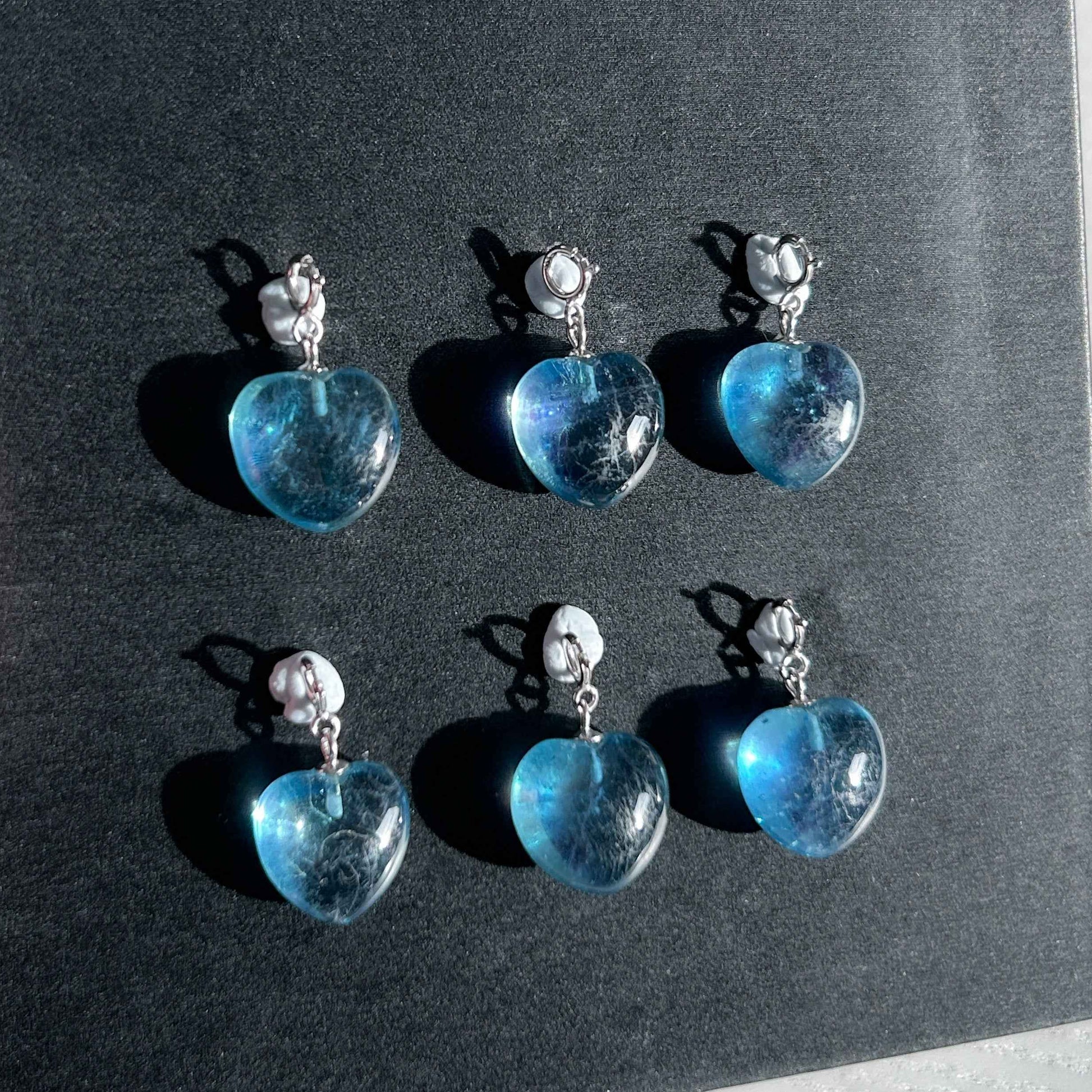 High Quality Devil Blue Aquamarine in Heart Small Silver Charm Pendant (chain excluded)
