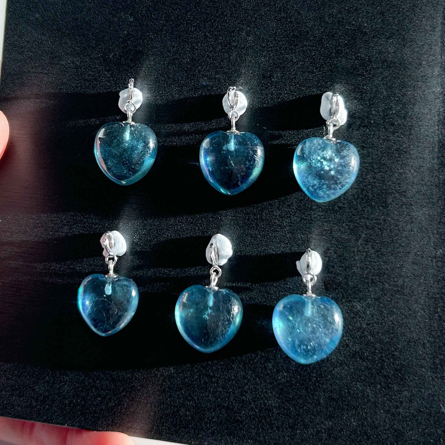 High Quality Devil Blue Aquamarine in Heart Small Silver Charm Pendant (chain excluded)