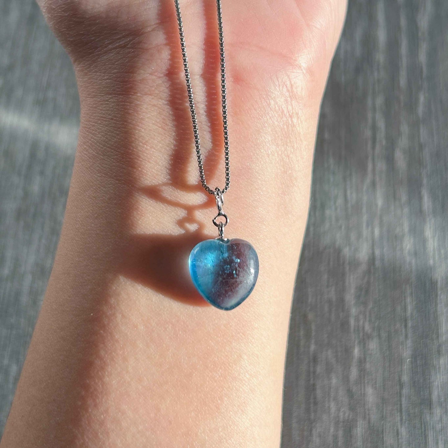 High Quality Devil Blue Aquamarine in Heart Small Silver Charm Pendant (chain excluded)