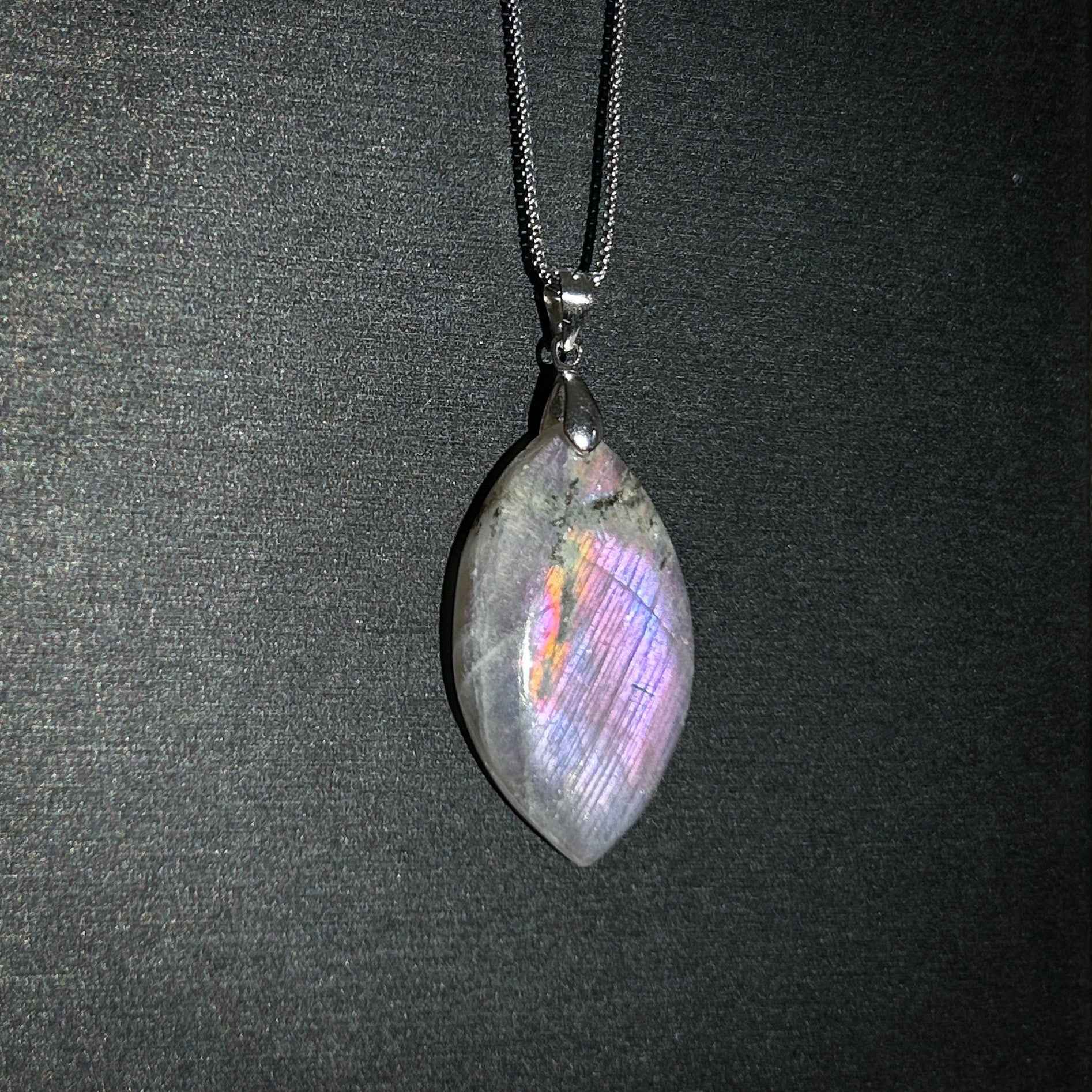 Rare Purple Rainbow Labradorite 925 Sterling Silver Pendant (chain excluded)