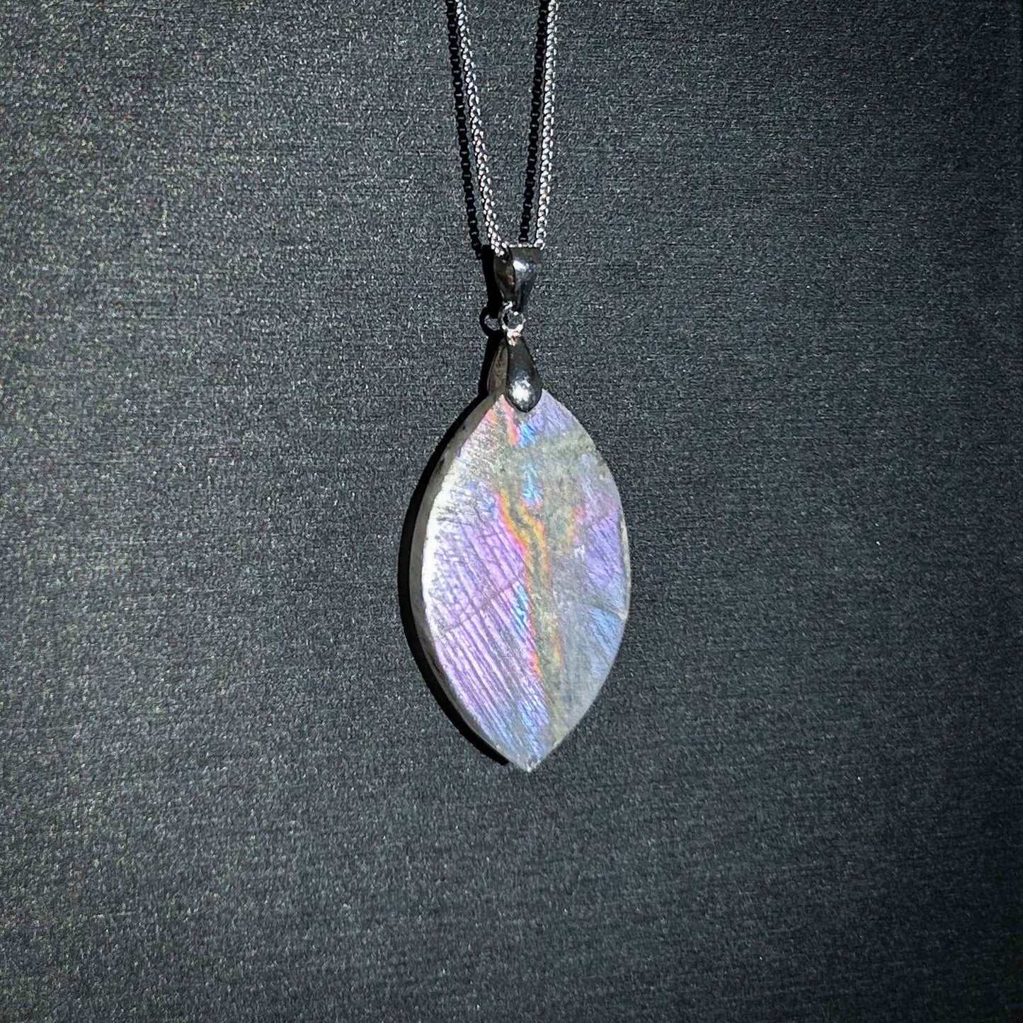 Rare Purple Rainbow Labradorite 925 Sterling Silver Pendant (chain excluded)