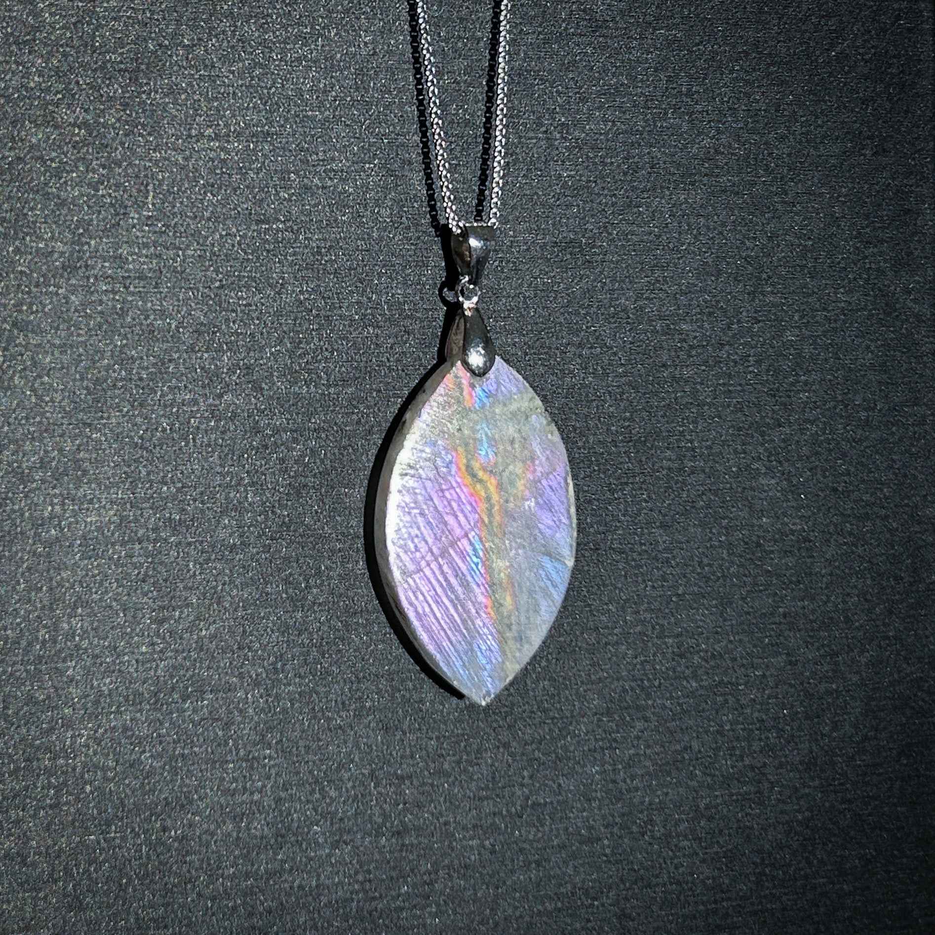 Rare Purple Rainbow Labradorite 925 Sterling Silver Pendant (chain excluded)